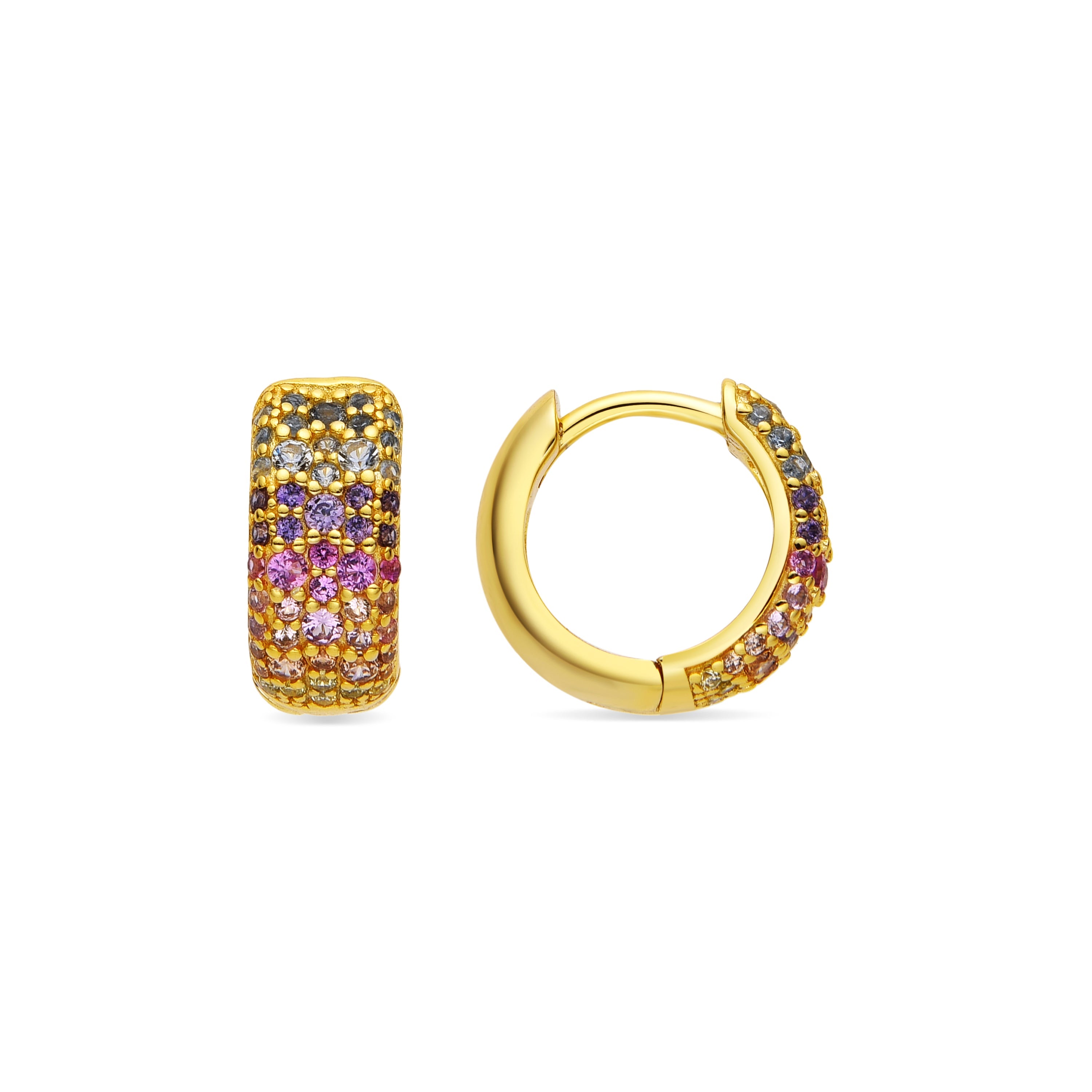 925 Sterling Silver and Multicolor Zirconia Earrings with Rhodium Finish - Kibek