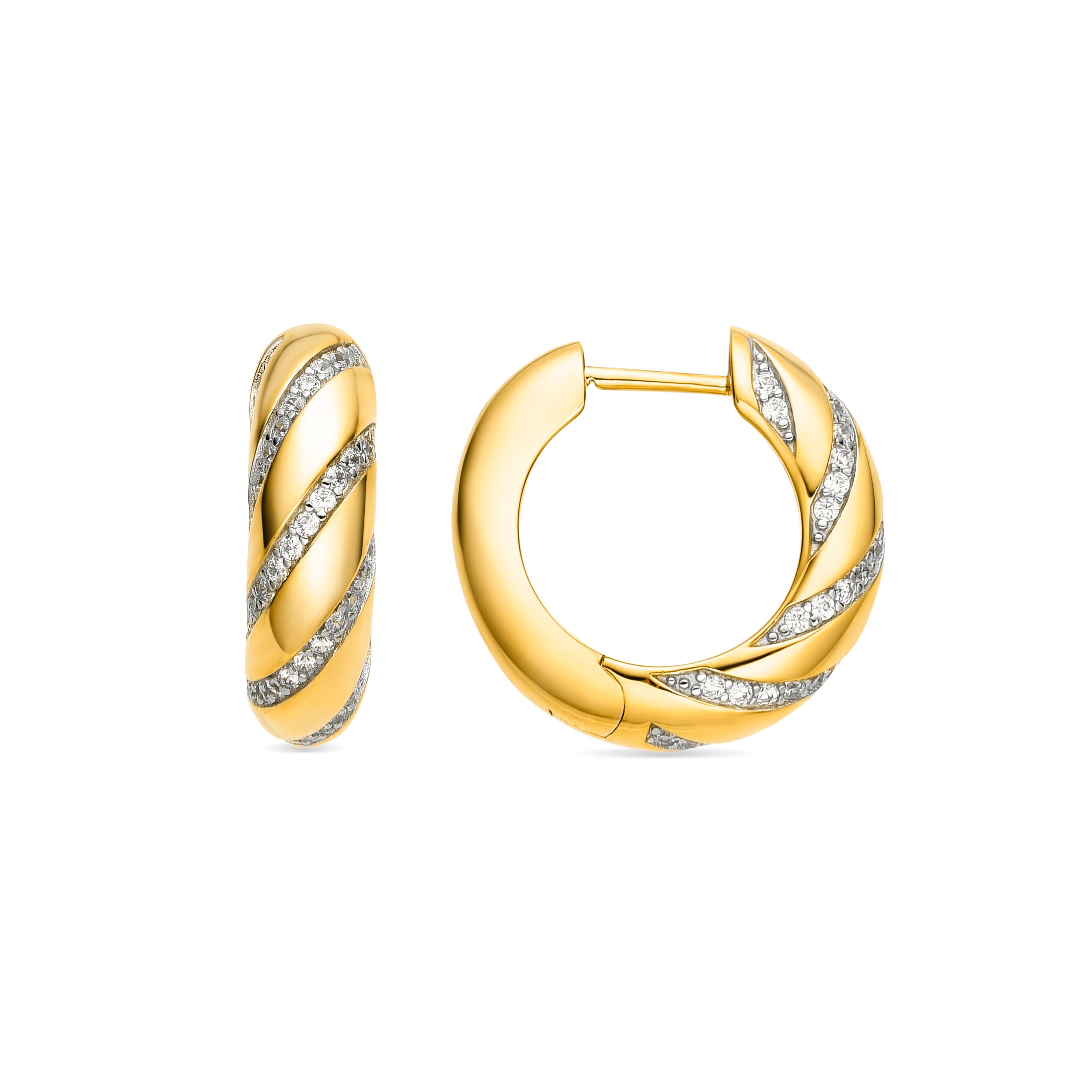 925 Sterling Silver and Brilliant Zirconia Earrings, 18k Gold Finish - Vikai