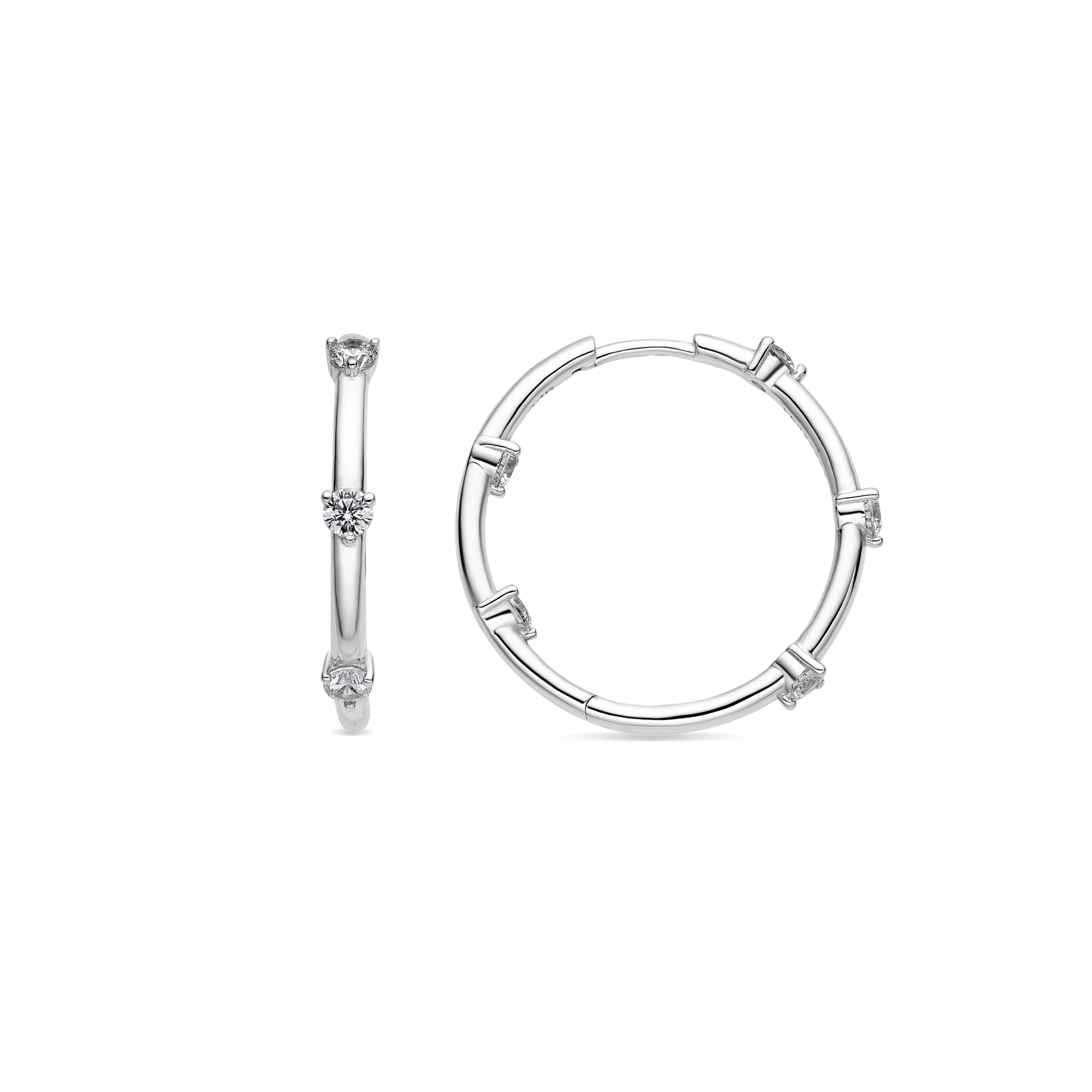 Pendientes de Plata de Ley 925 y Circonita Brillante acabado en rodio - Rajib