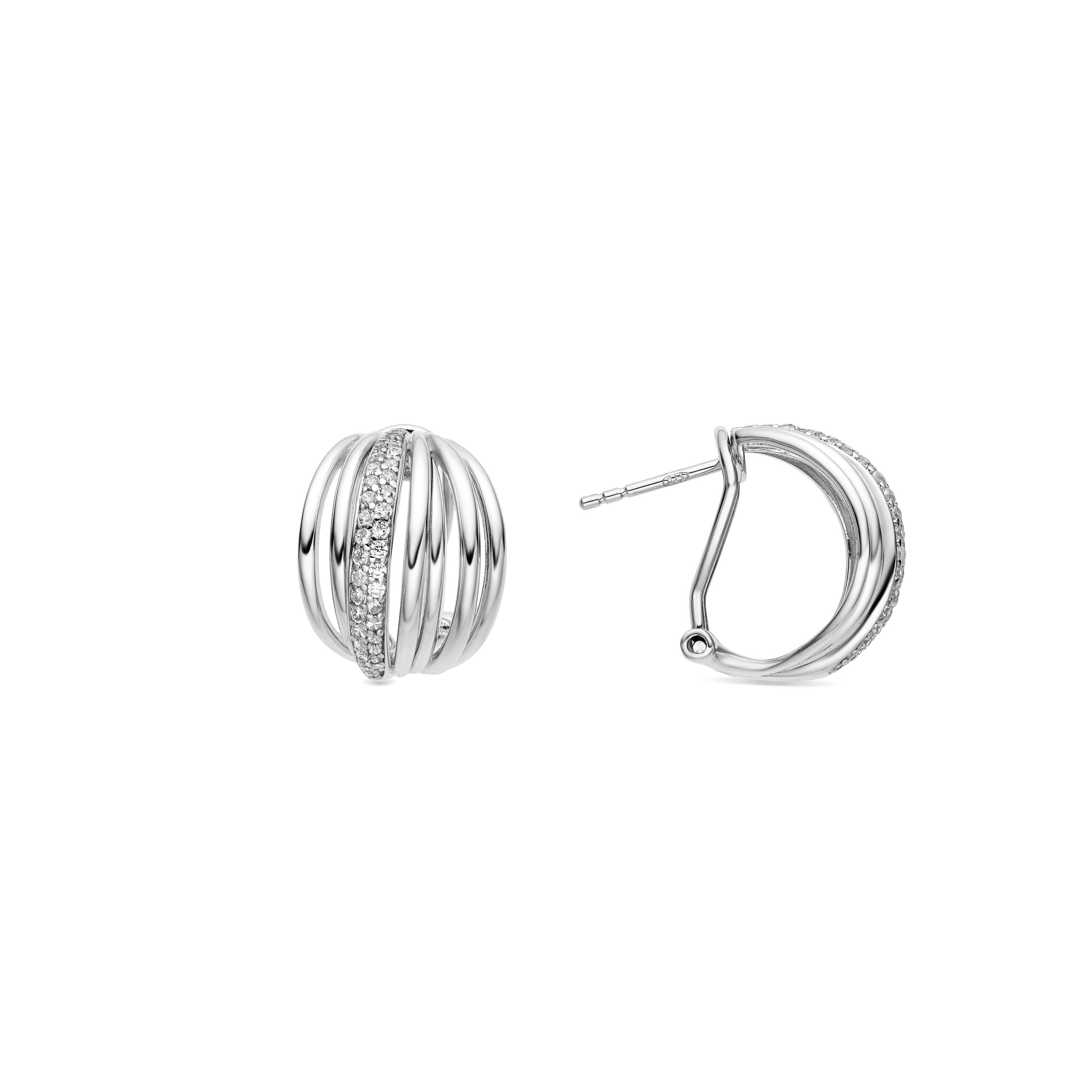 925 Sterling Silver and Brilliant Zirconia Earrings with Rhodium Finish - Aslor