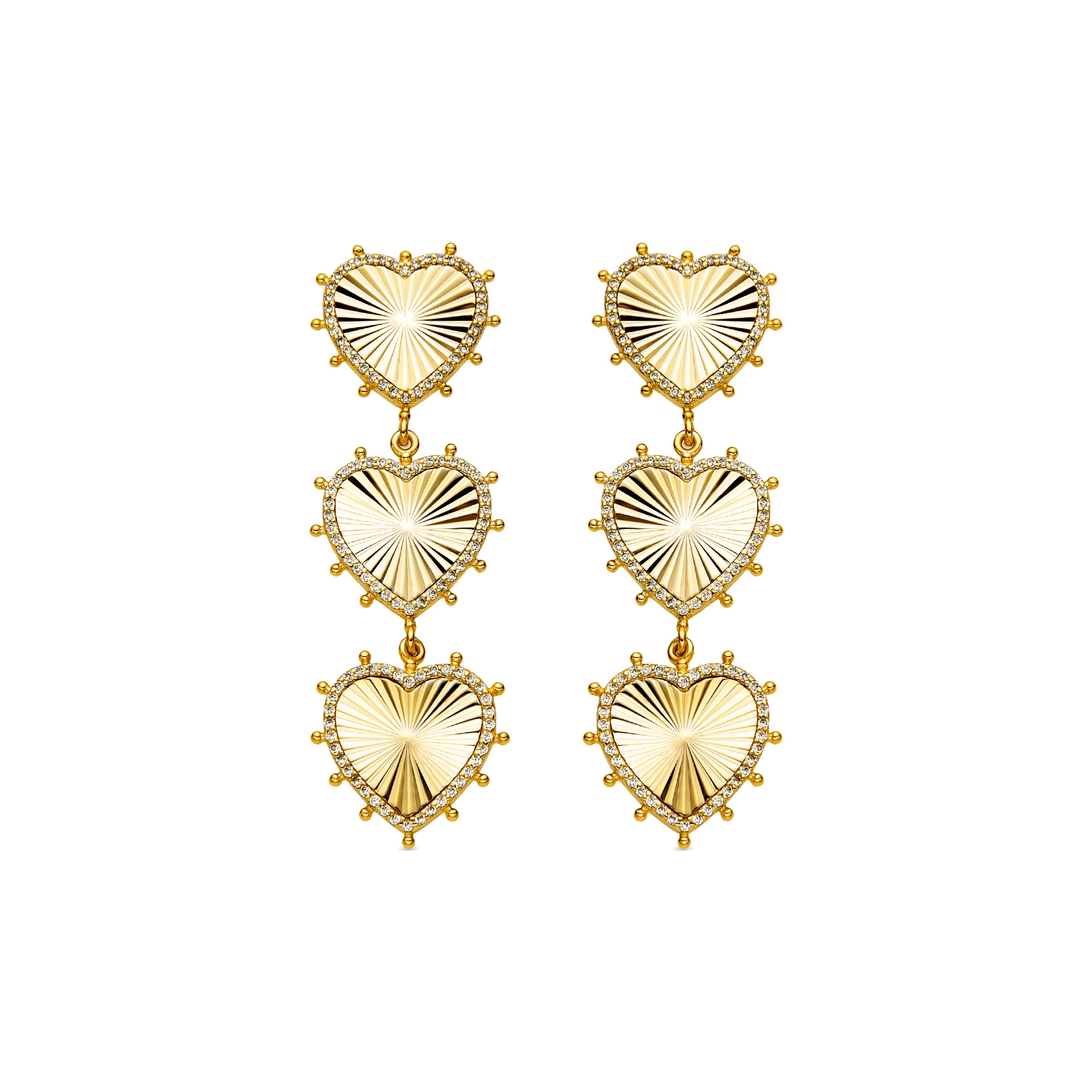 925 Sterling Silver and Brilliant Zirconia Earrings, 18k Gold Finish - Nimed
