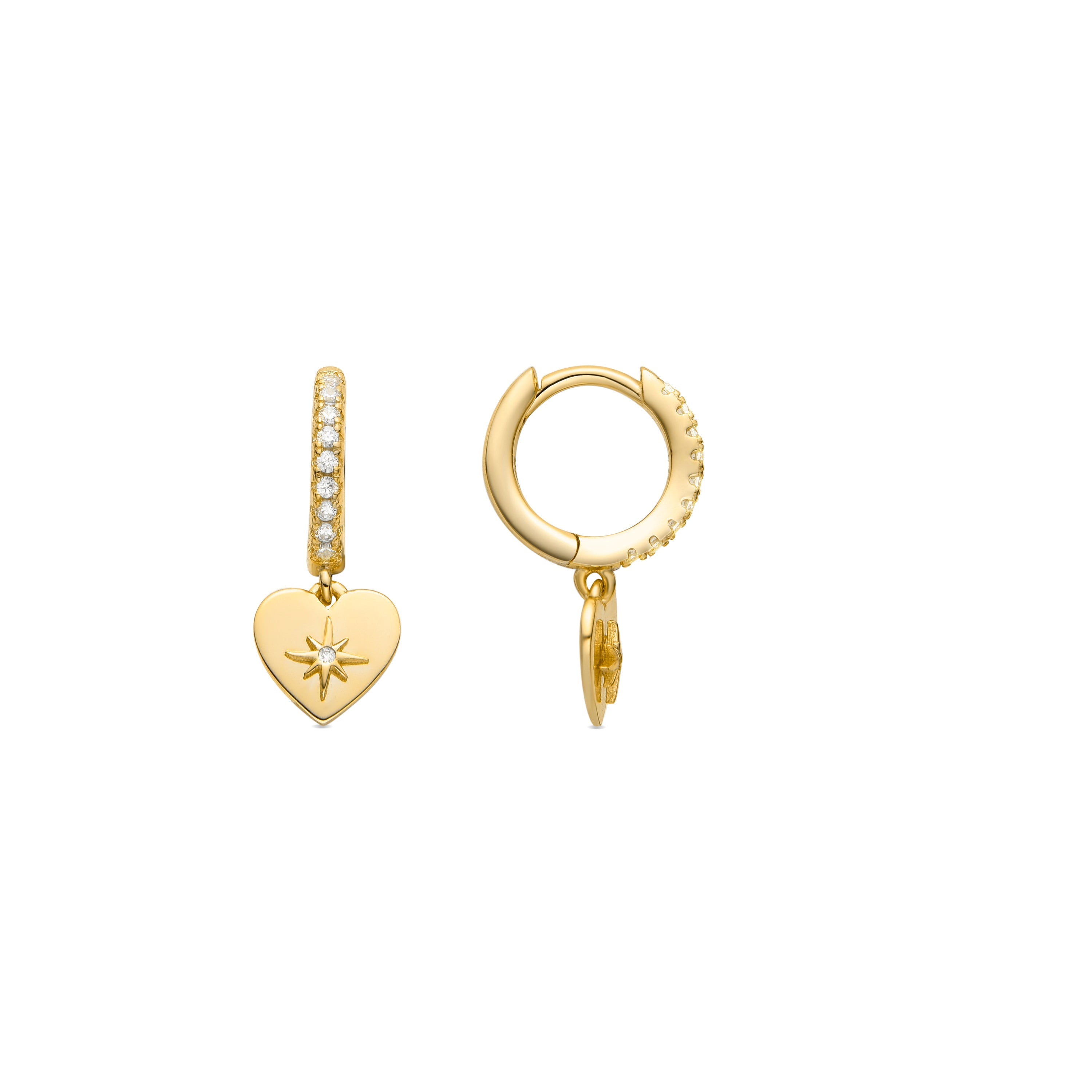 925 Sterling Silver and Brilliant Zirconia Earrings, 18k Gold Finish - Saita