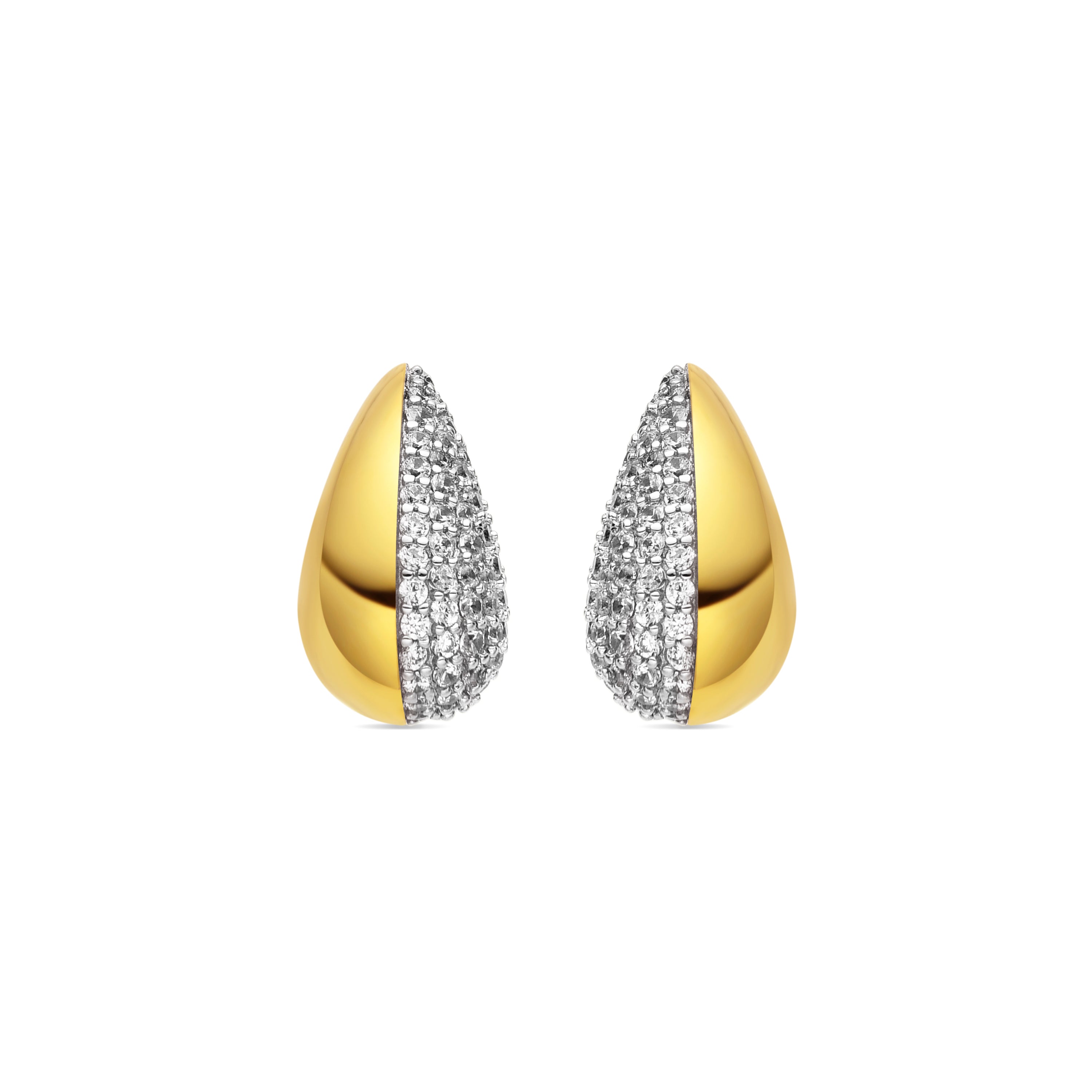 925 Sterling Silver and Brilliant Zirconia Earrings, 18k Gold Finish - Nirdo