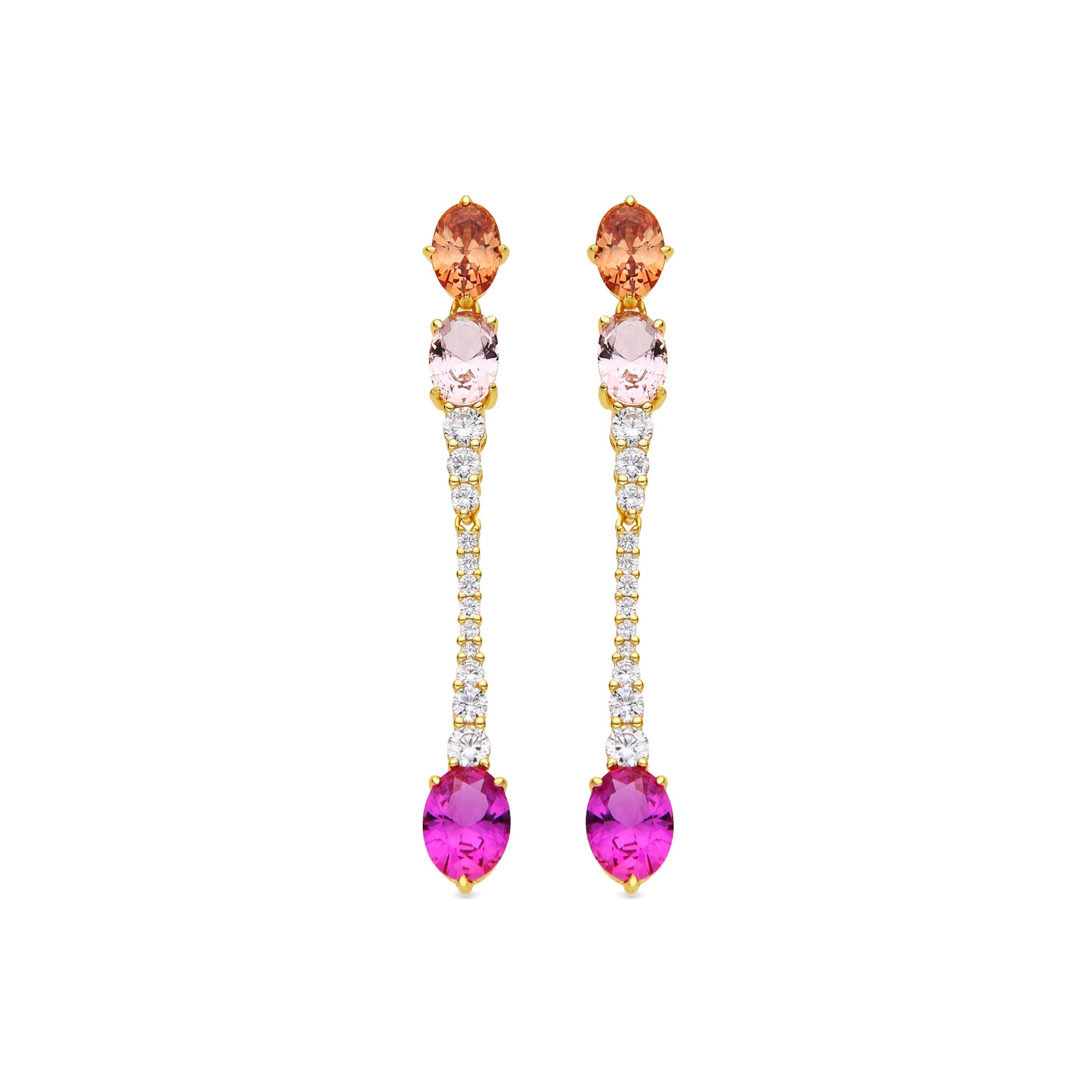 Pendientes de Plata de Ley 925 y Circonita Multicolor acabado oro 18k - Shapsa