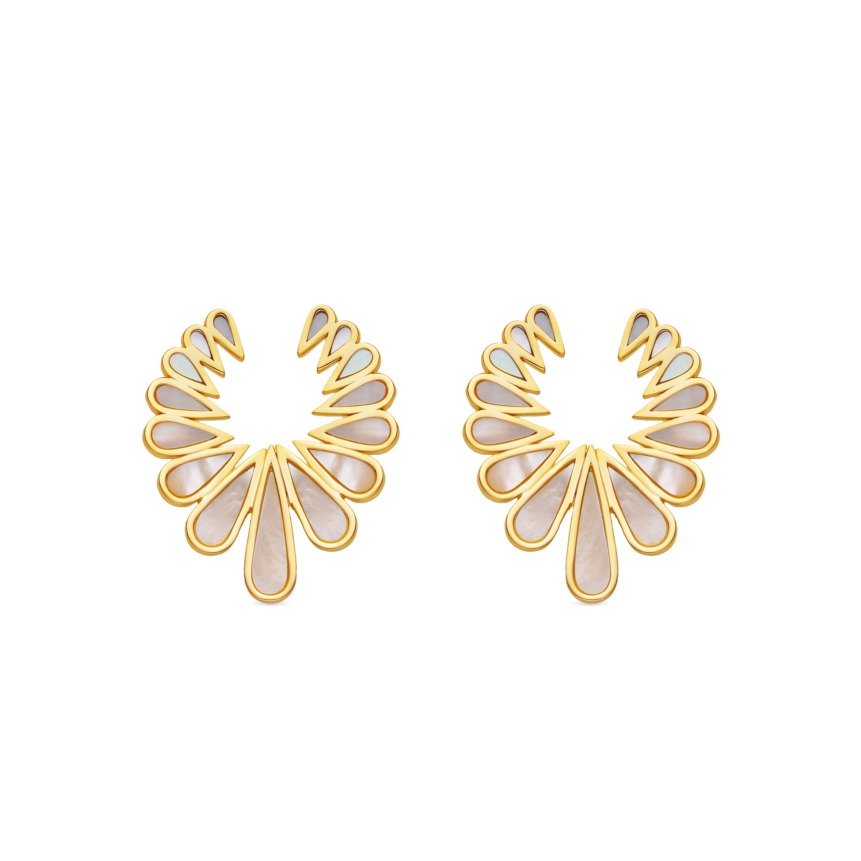 925 Sterling Silver and White Mother of Pearl Earrings with 18k Gold Finish - Syki