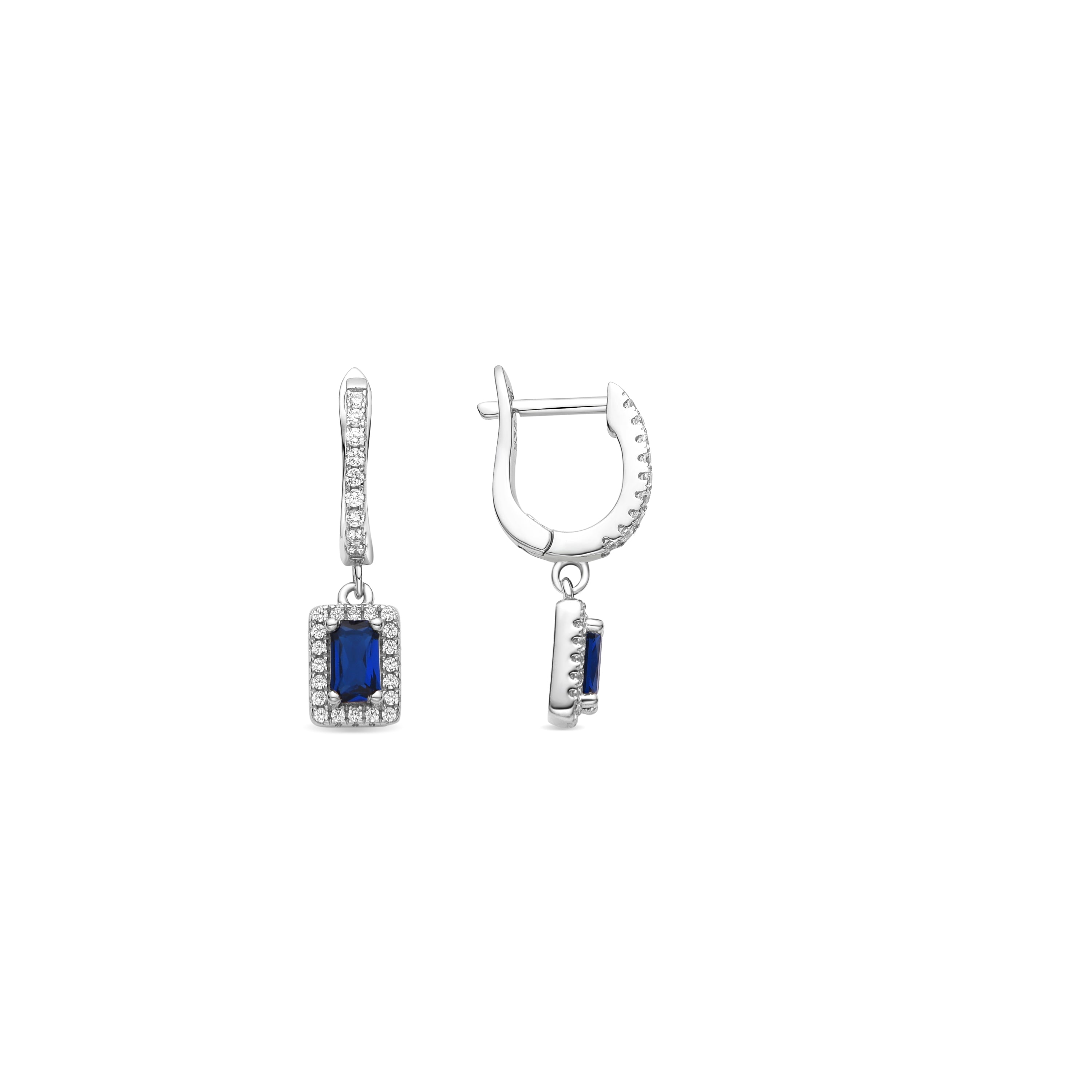 925 Sterling Silver and Sapphire Zirconia Earrings with Rhodium Finish - Koiesa