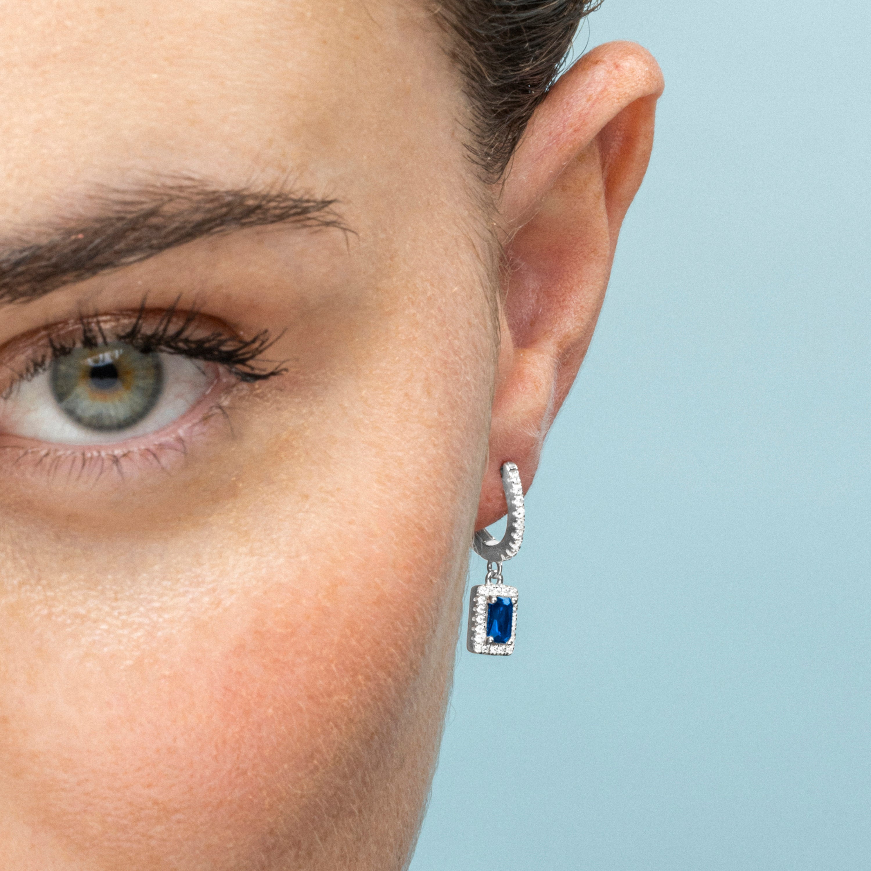925 Sterling Silver and Sapphire Zirconia Earrings with Rhodium Finish - Koiesa