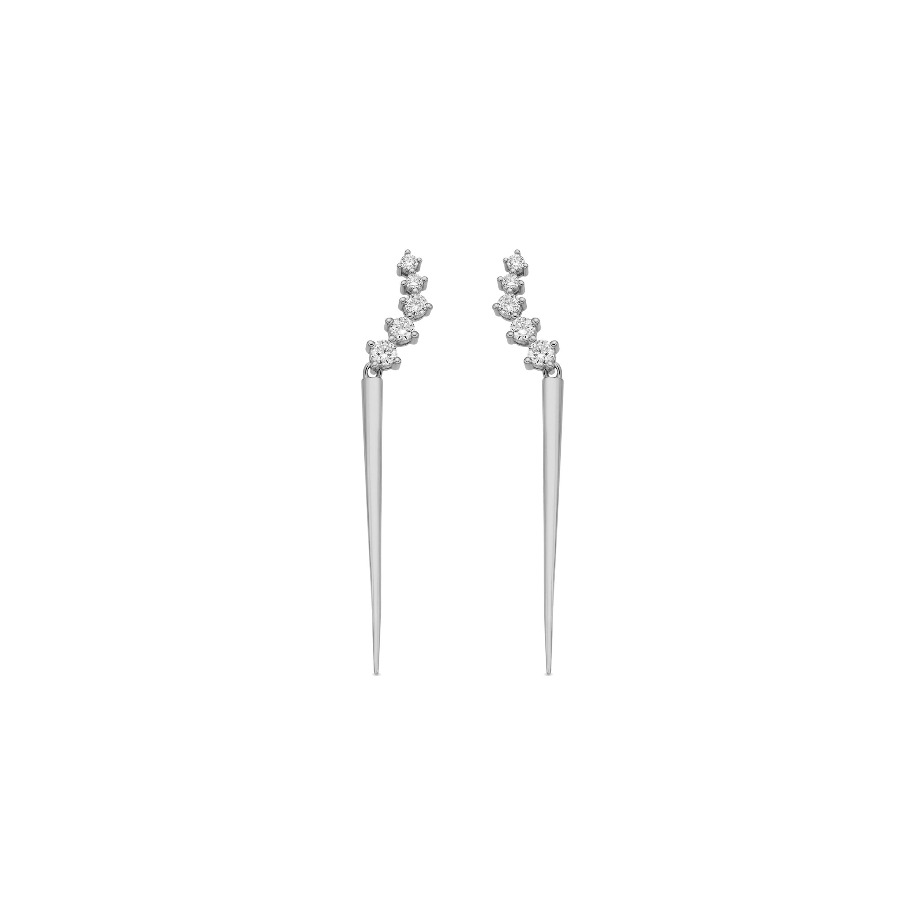 925 Sterling Silver and Brilliant Zirconia Earrings, Rhodium Finish - Copim
