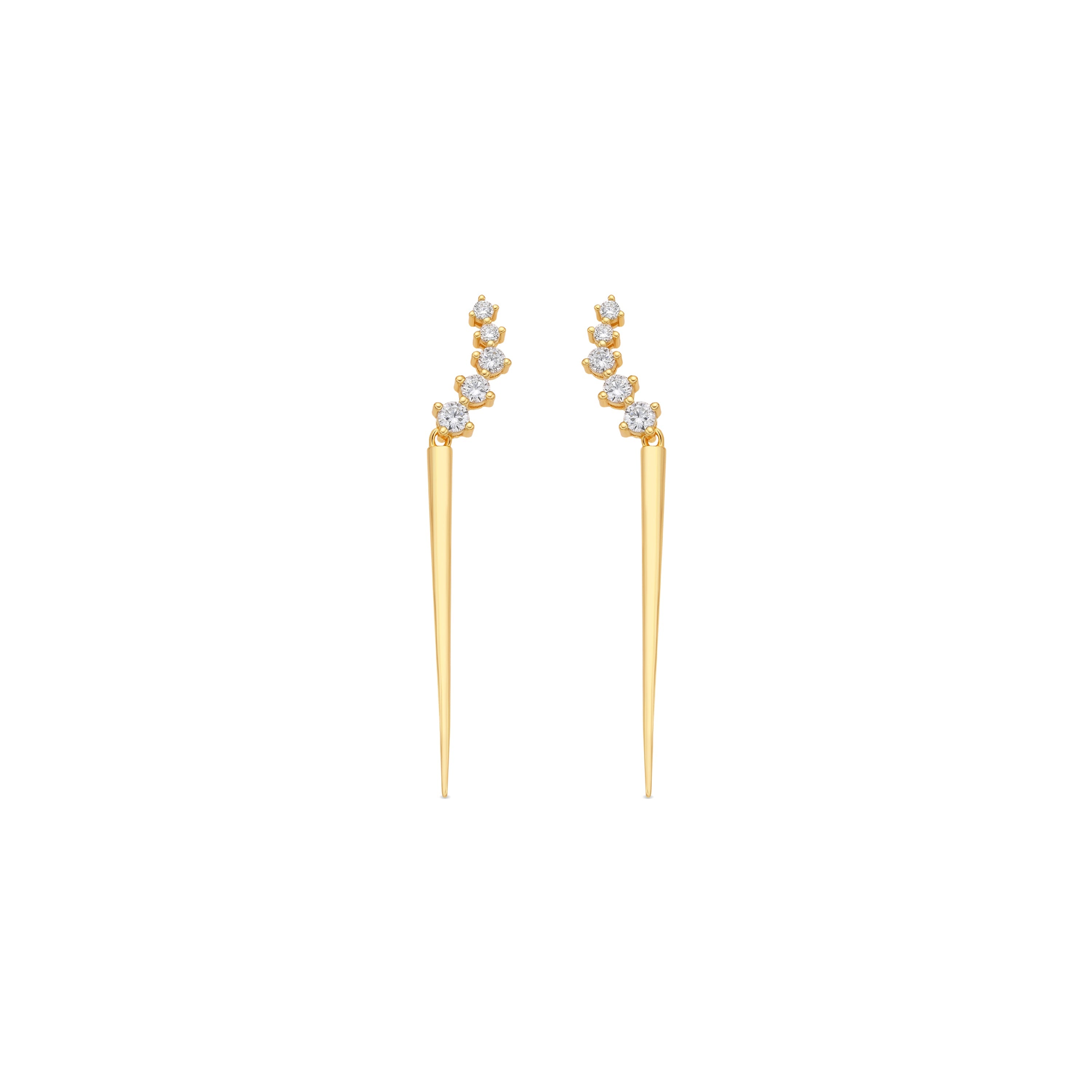 925 Sterling Silver and Brilliant Zirconia Earrings, 18k Yellow Gold Finish - Copim