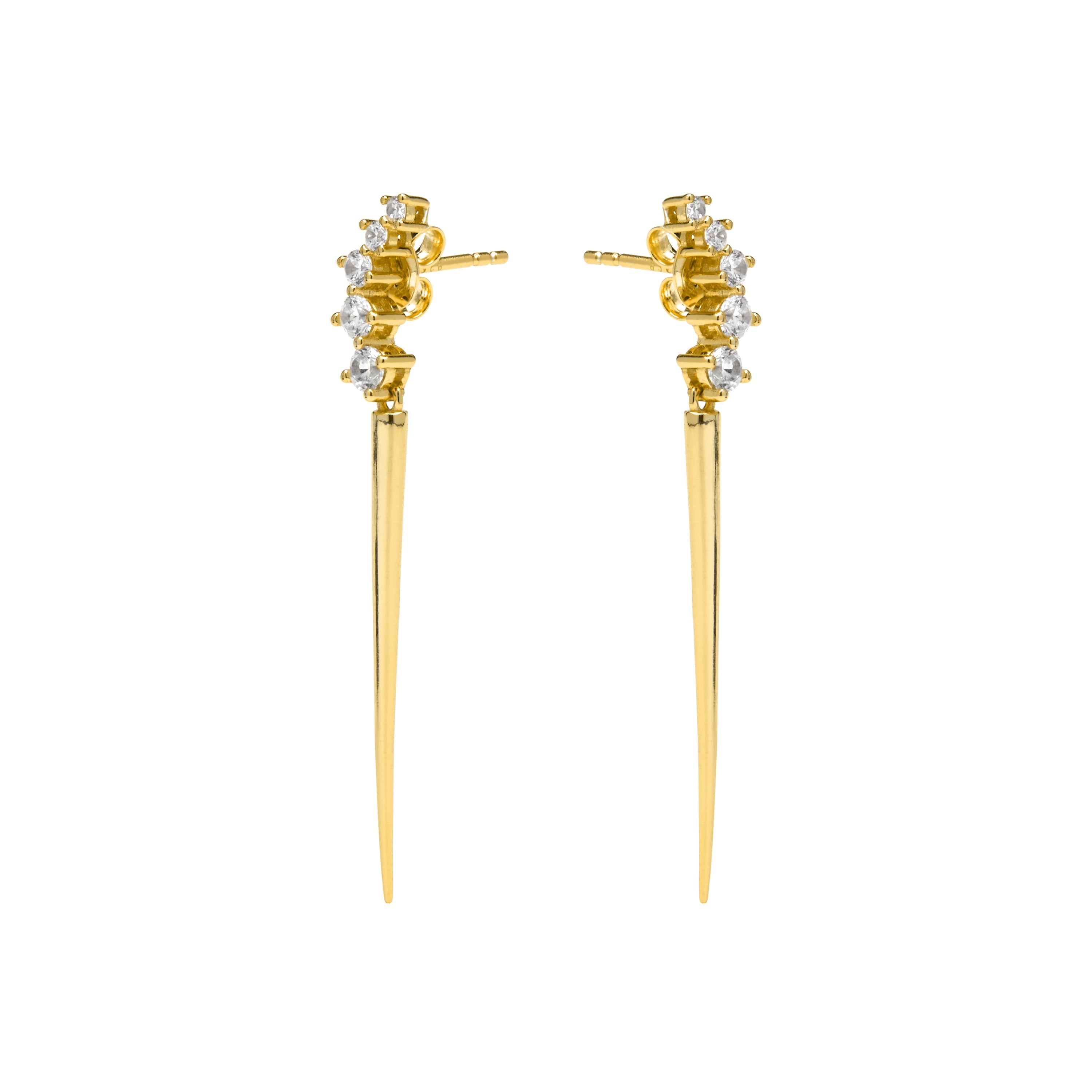 Brincos de Prata 925 com Zircônia Brilhante e acabamento em ouro amarelo 18k - Copim