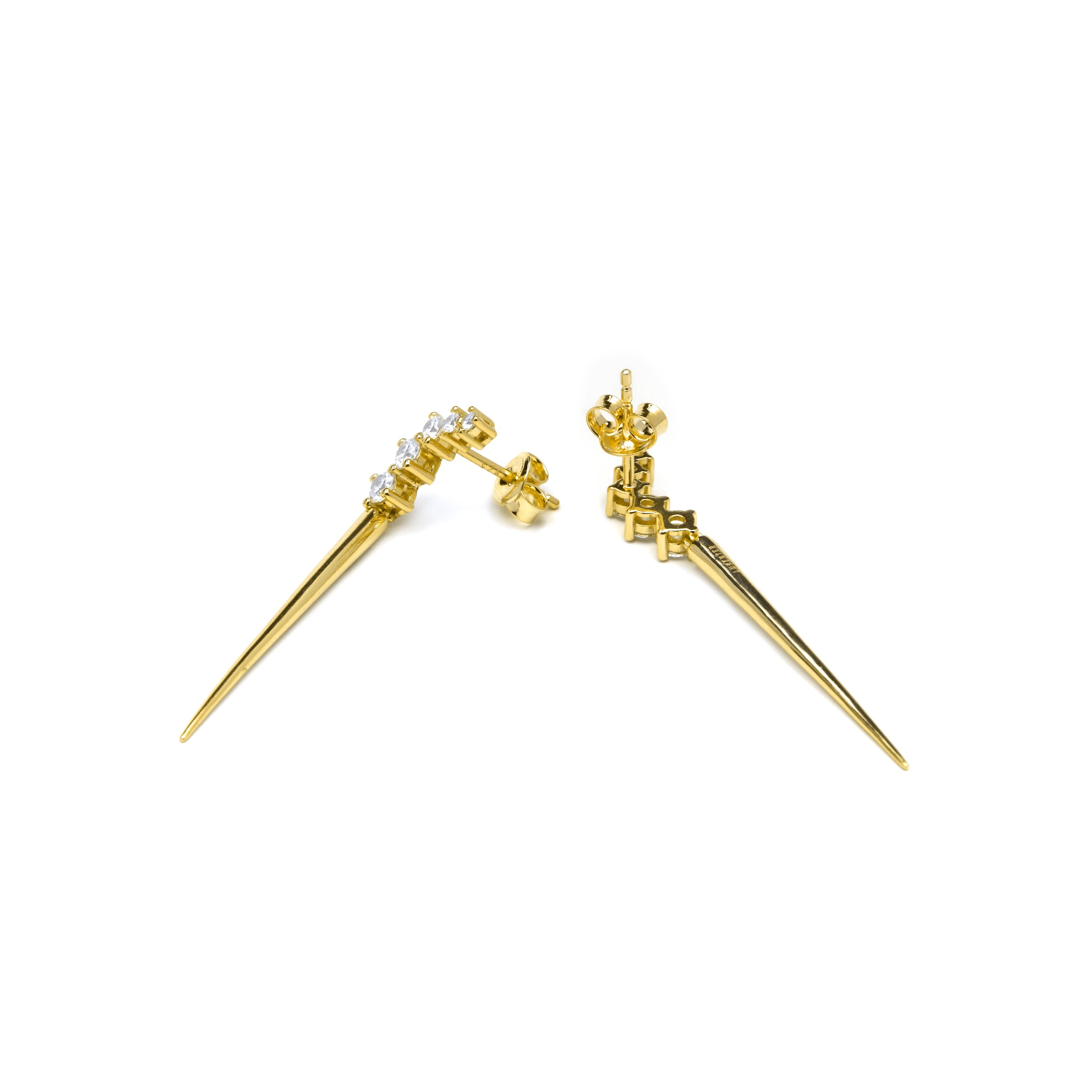 Brincos de Prata 925 com Zircônia Brilhante e acabamento em ouro amarelo 18k - Copim