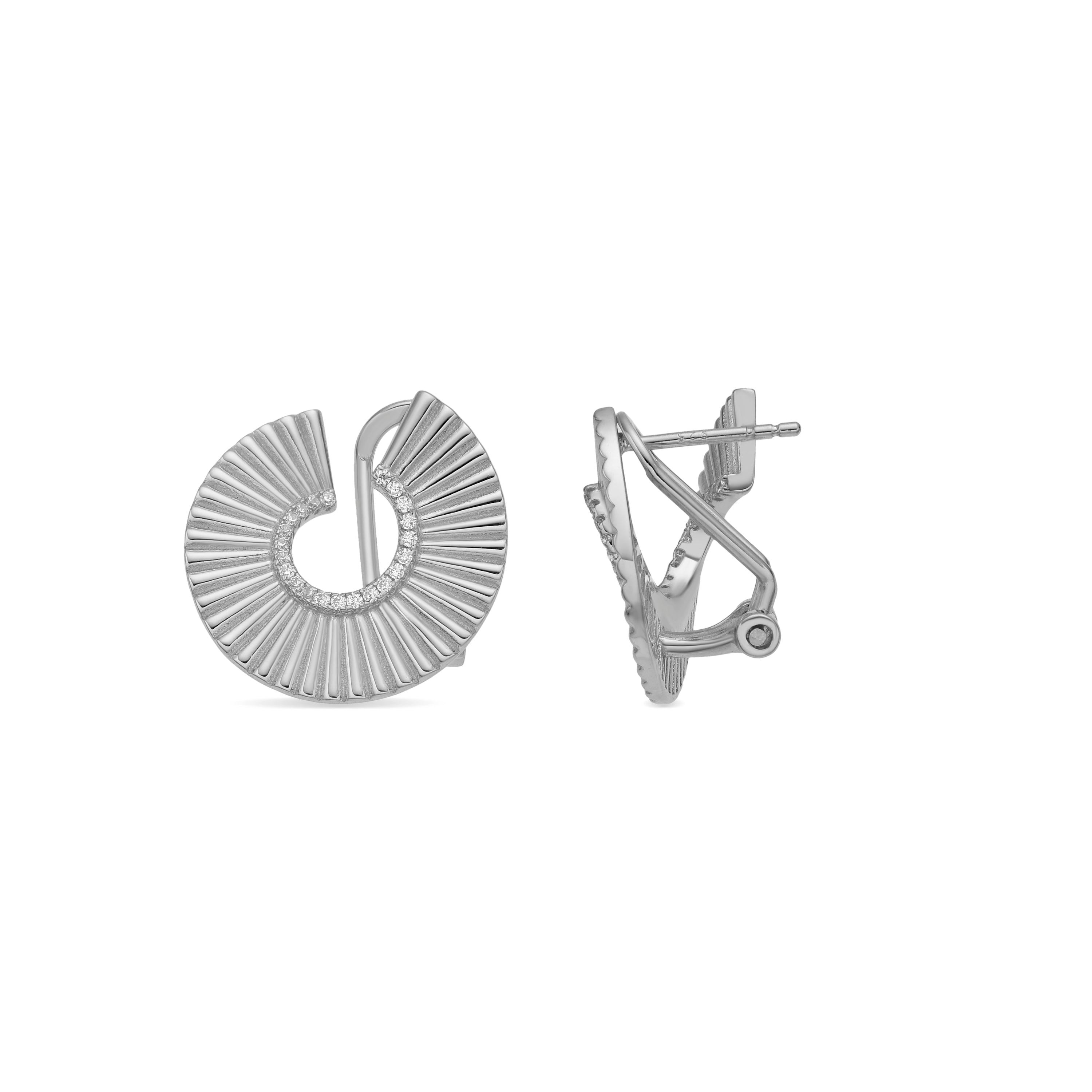 925 Sterling Silver and Brilliant Zirconia Earrings, Rhodium Finish - Dragi