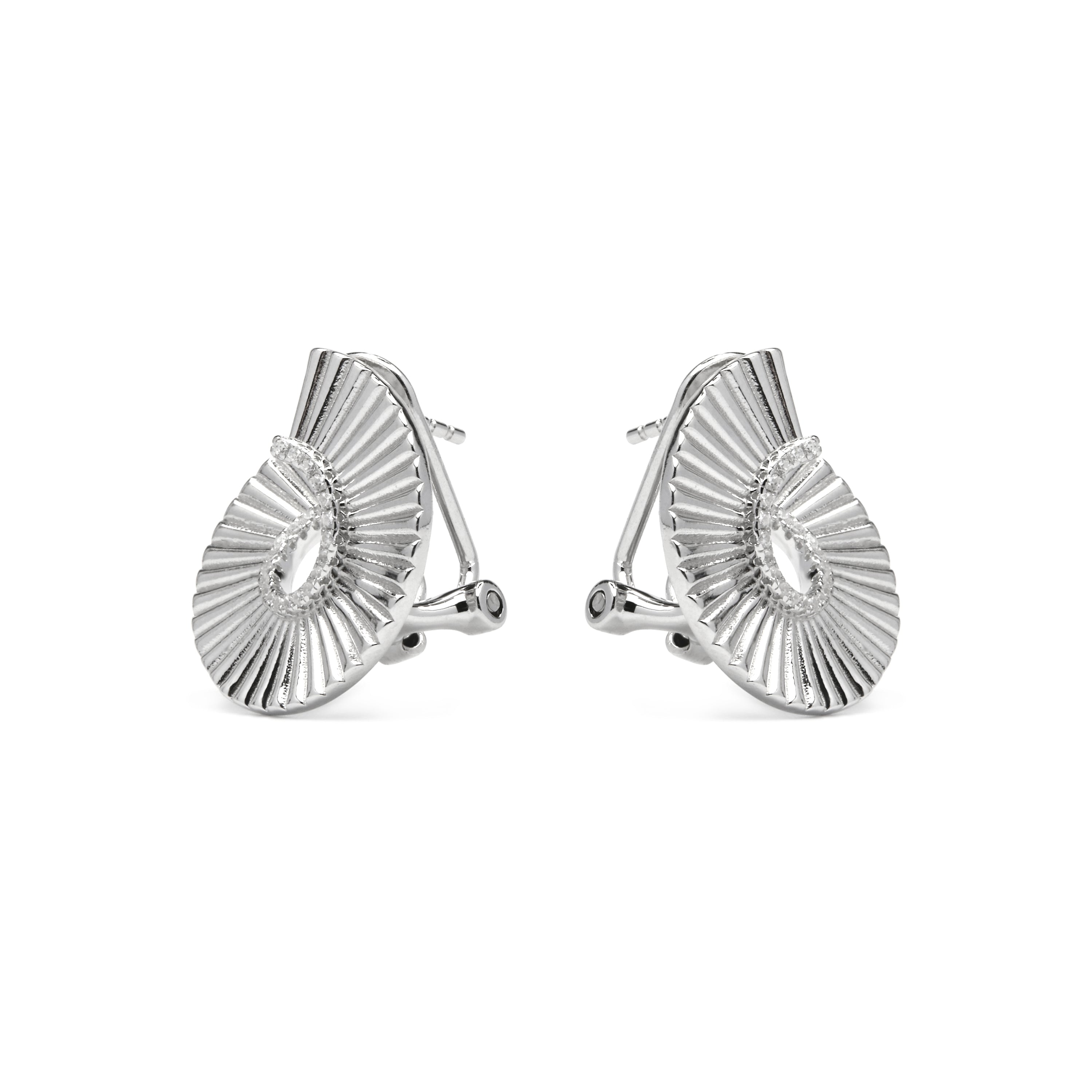 925 Sterling Silver and Brilliant Zirconia Earrings, Rhodium Finish - Dragi