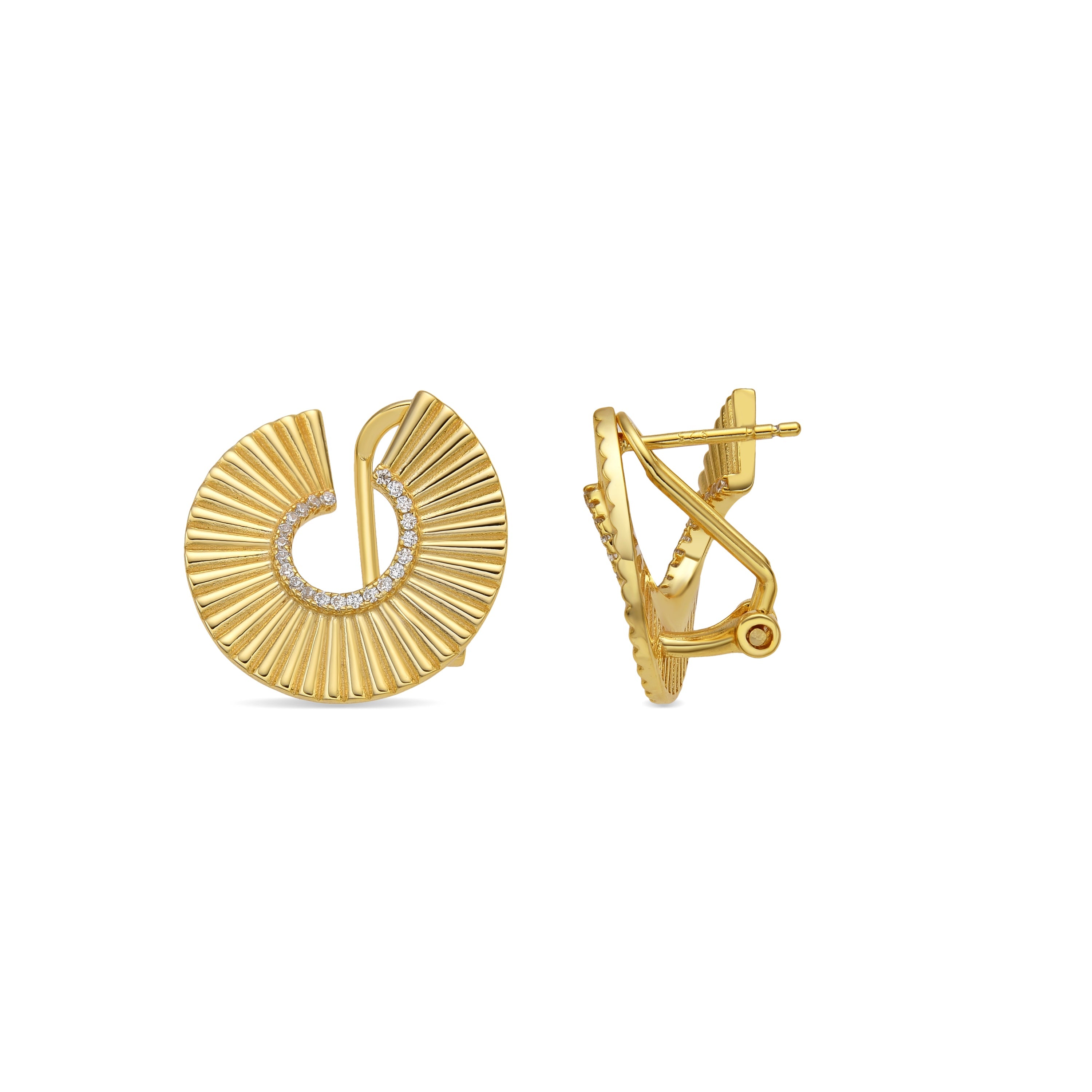 925 Sterling Silver and Brilliant Zirconia Earrings, 18k Yellow Gold Finish - Dragi
