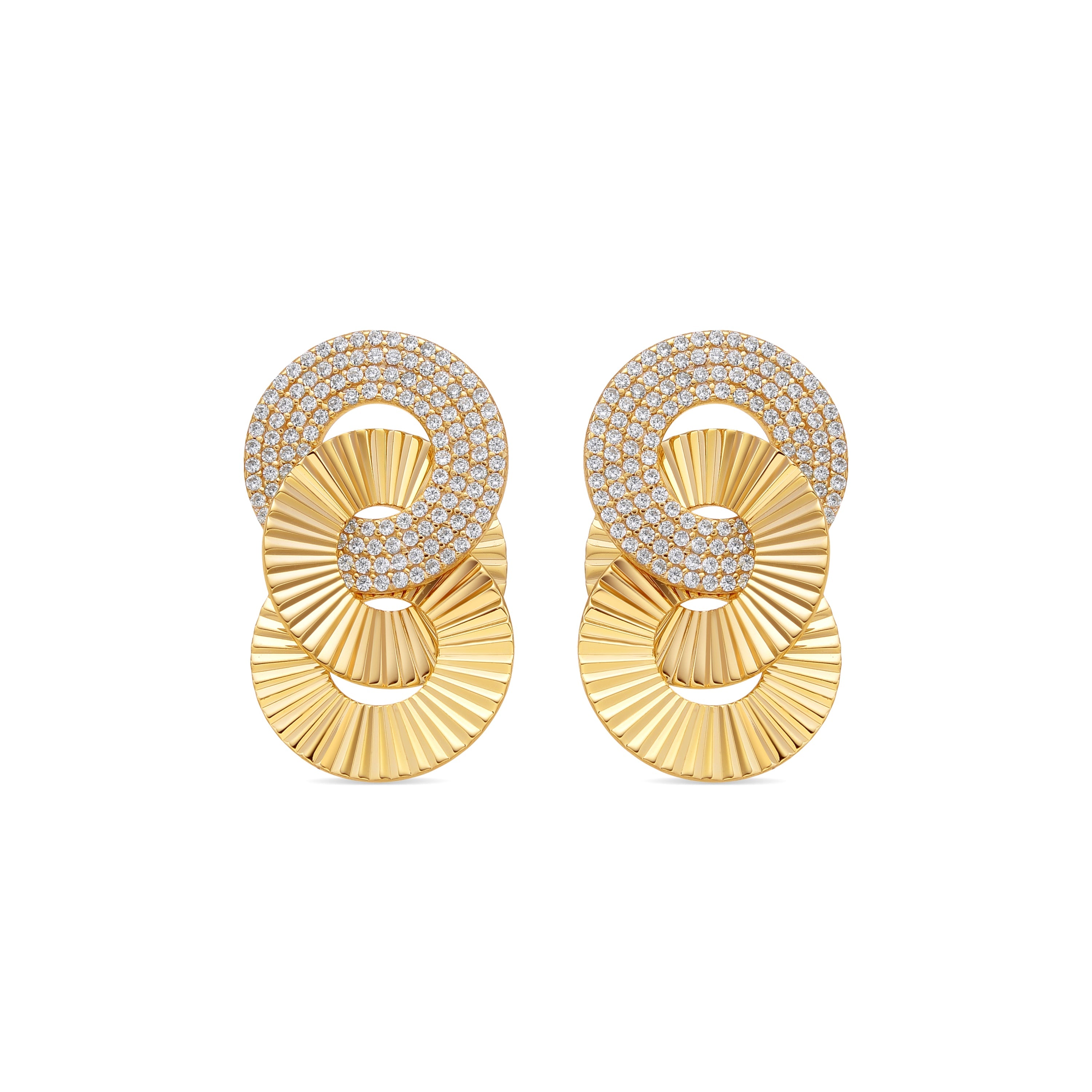 925 Sterling Silver and Brilliant Zirconia Earrings in 18k Yellow Gold Finish - Thydi