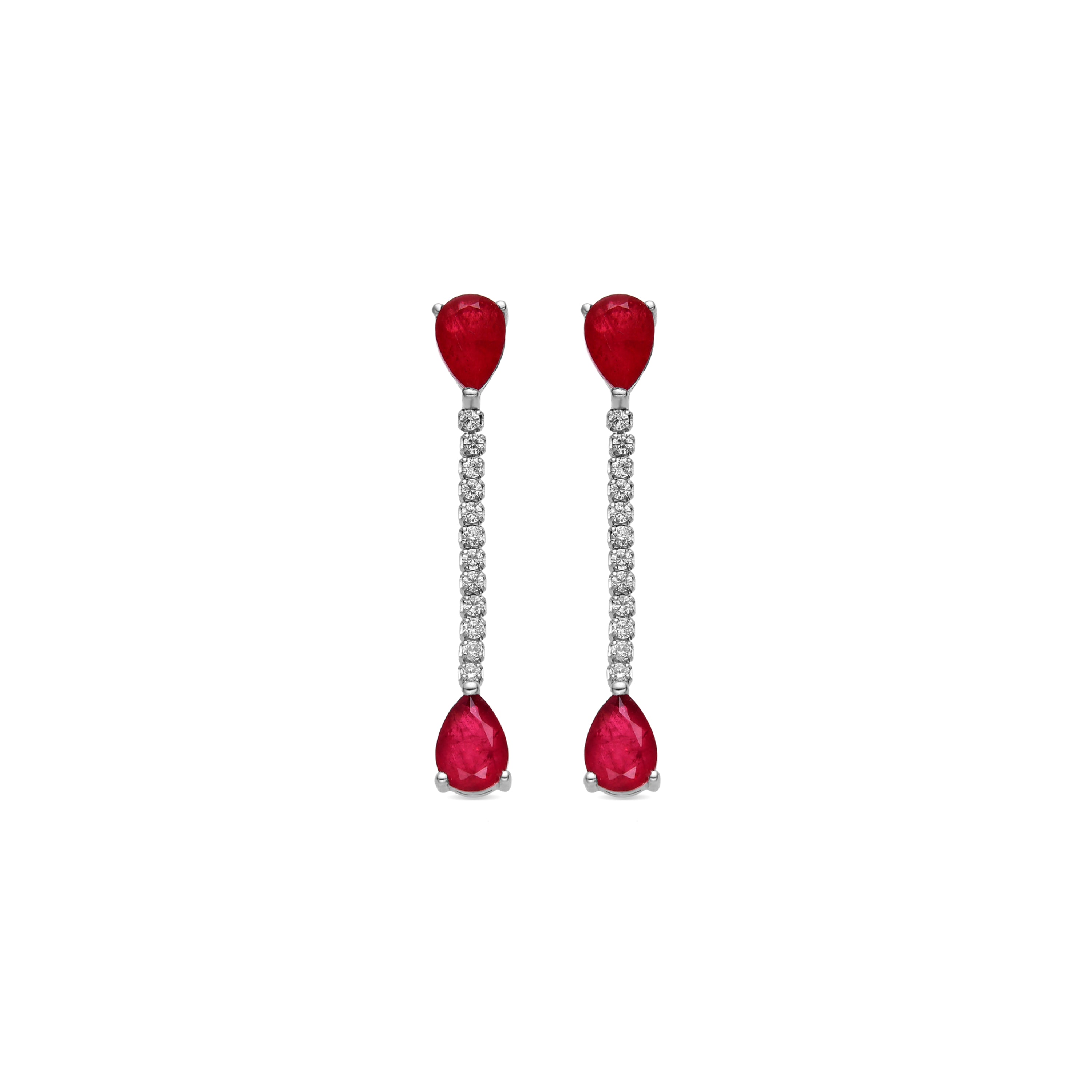 925 Sterling Silver and Cherry Hydrothermal Quartz Earrings with Rhodium Finish - Kuhao