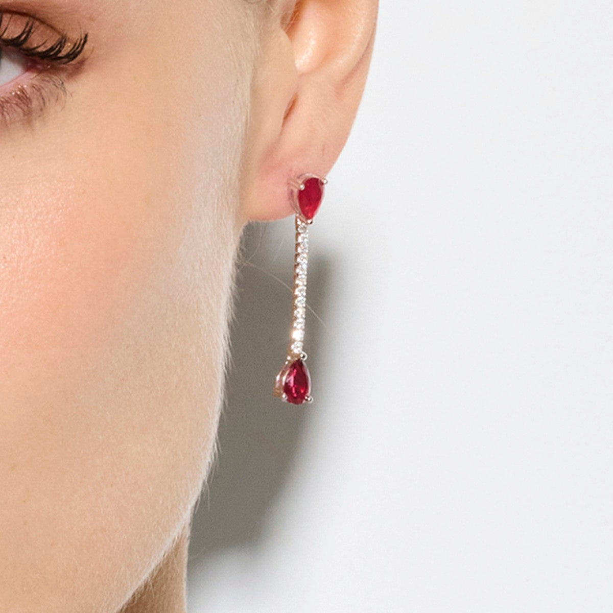925 Sterling Silver and Cherry Hydrothermal Quartz Earrings with Rhodium Finish - Kuhao