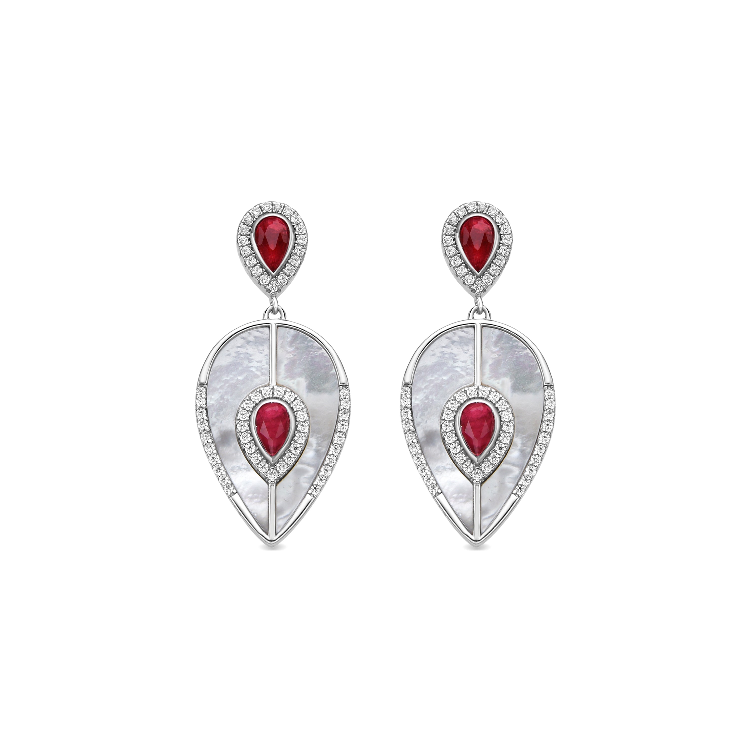 925 Sterling Silver and Cherry Hydrothermal Quartz Earrings with Rhodium Finish - Torwa