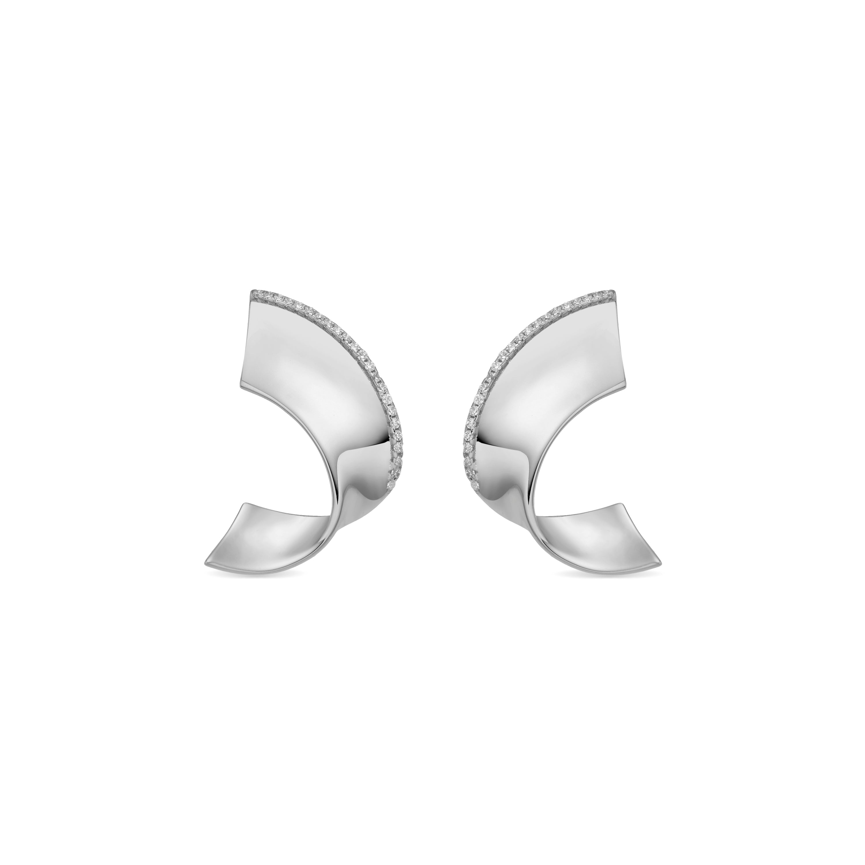 925 Sterling Silver and Brilliant Zirconia Earrings, Rhodium Finish - Girea