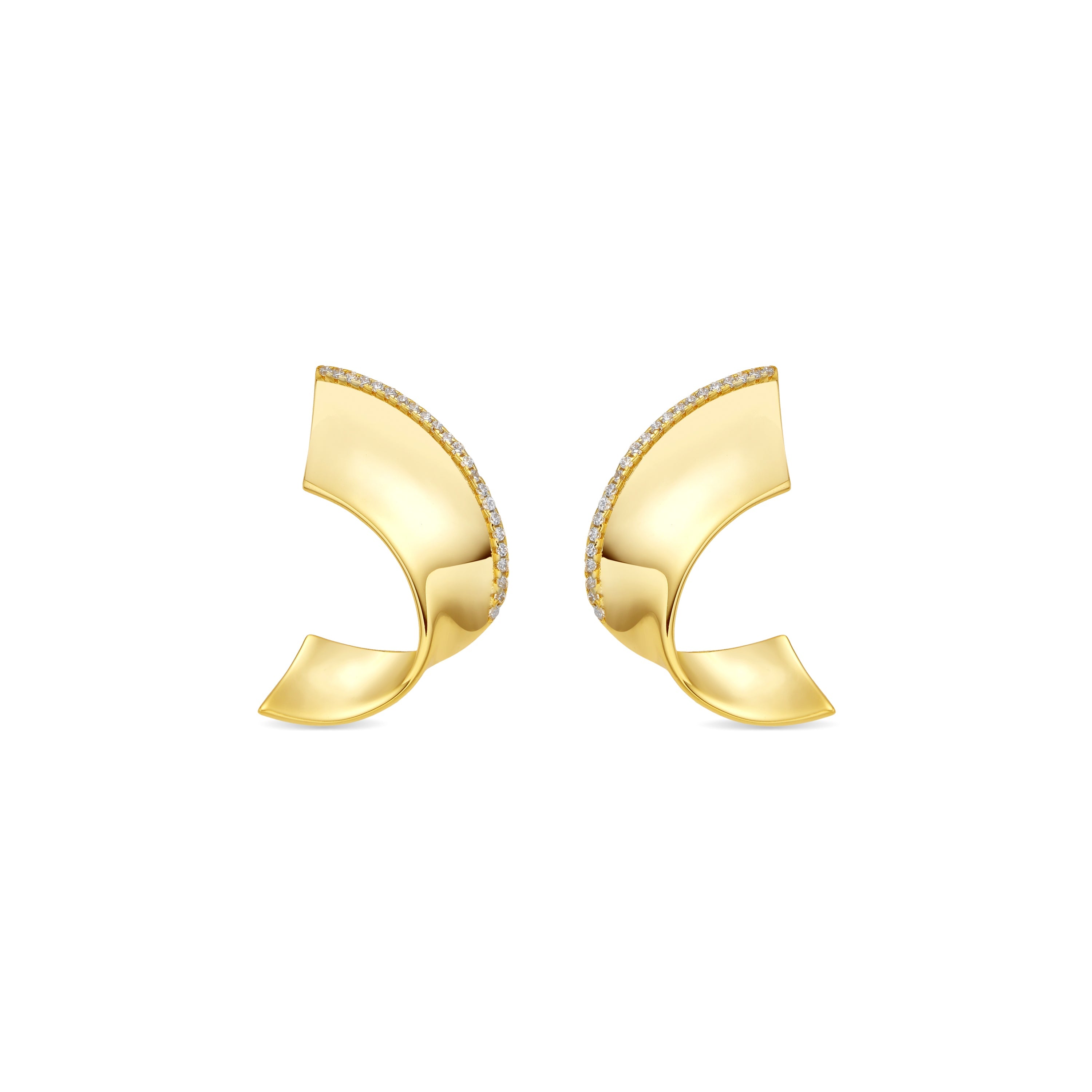 925 Sterling Silver and Brilliant Zirconia Earrings in 18k Yellow Gold Finish - Girea