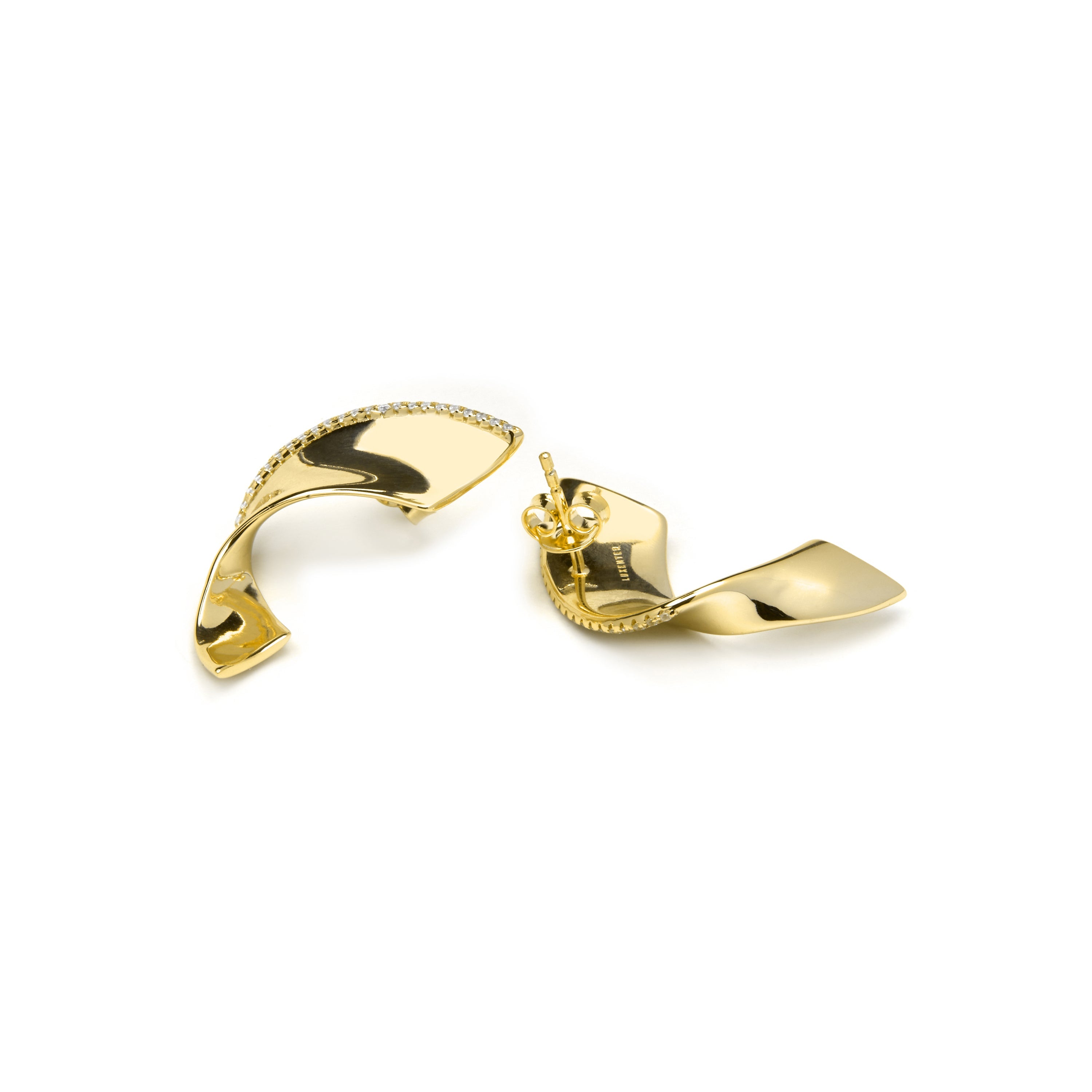 Brincos de Prata 925 com Zircônia Brilhante e acabamento em ouro amarelo 18k - Girea