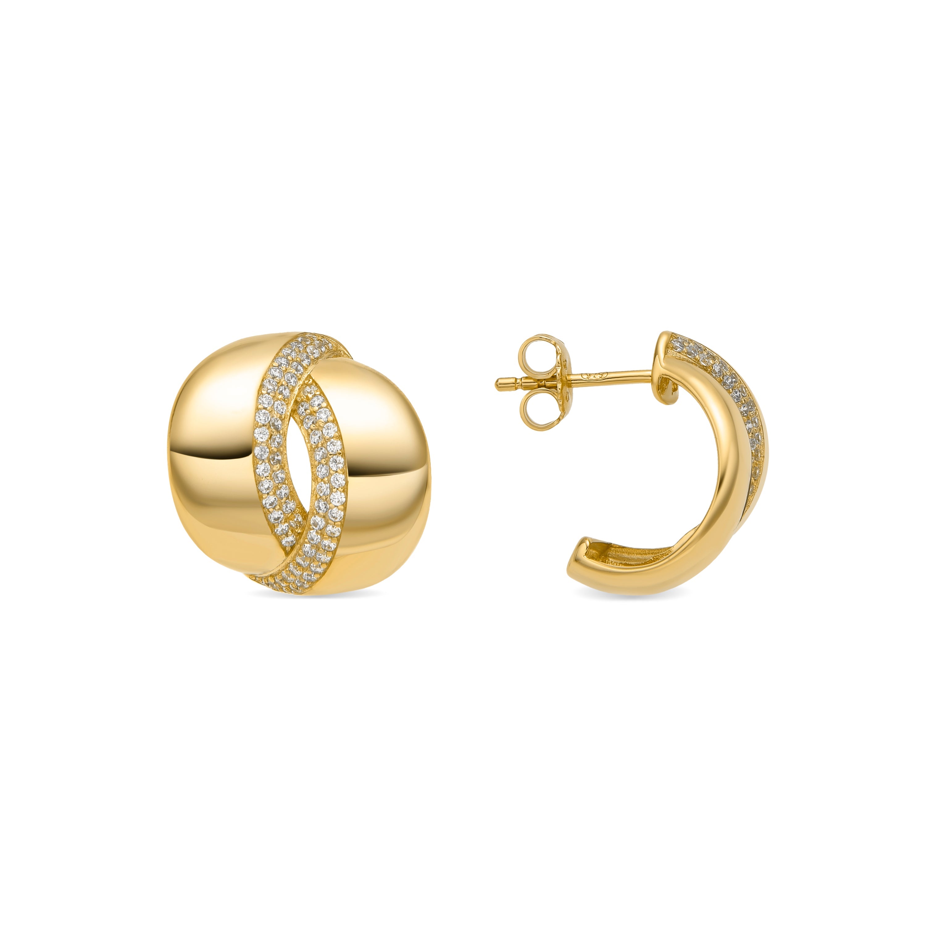 Pendientes de Plata de Ley 925 y Circonita Brillante acabado oro amarillo de 18k - Asrae