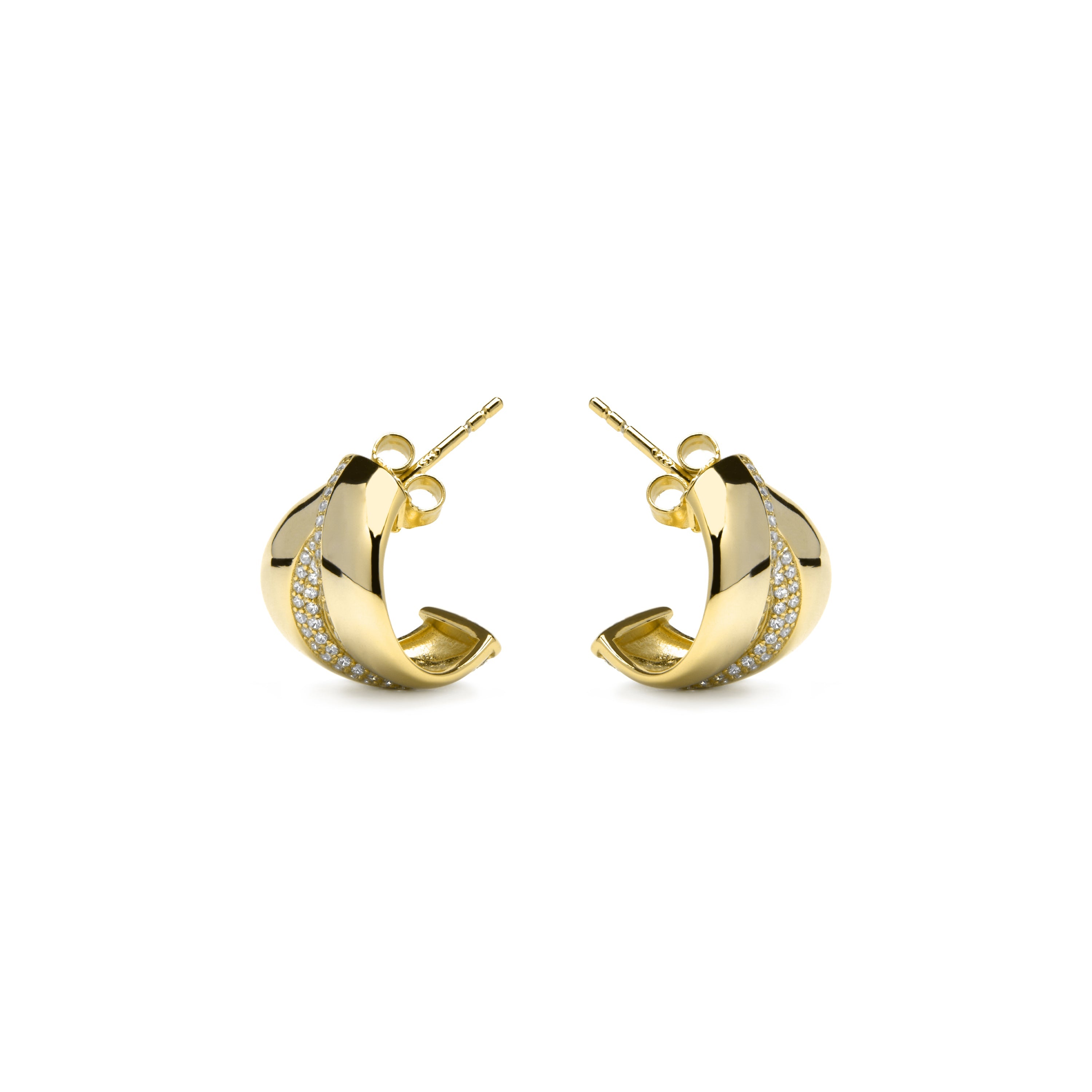 Pendientes de Plata de Ley 925 y Circonita Brillante acabado oro amarillo de 18k - Asrae