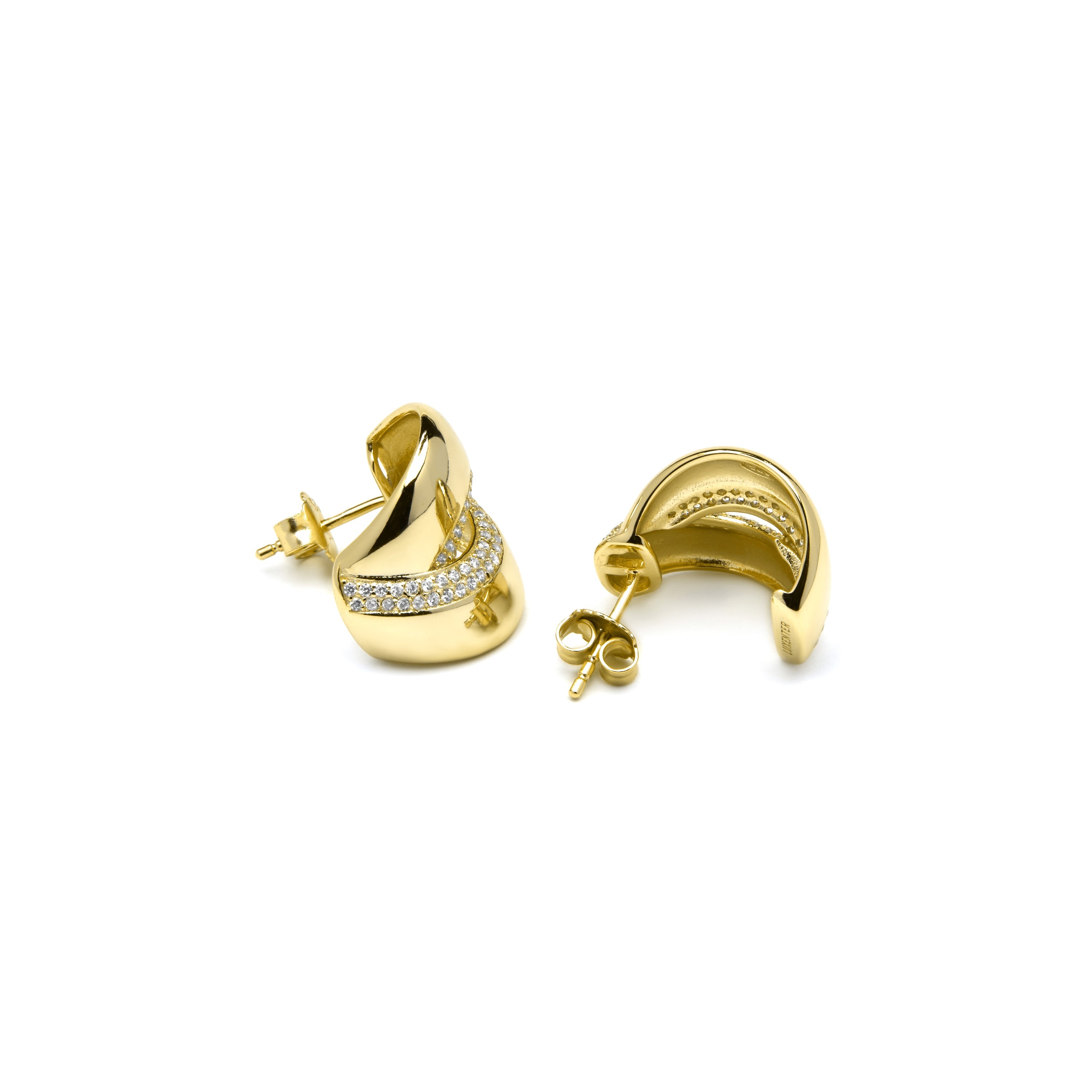 Pendientes de Plata de Ley 925 y Circonita Brillante acabado oro amarillo de 18k - Asrae