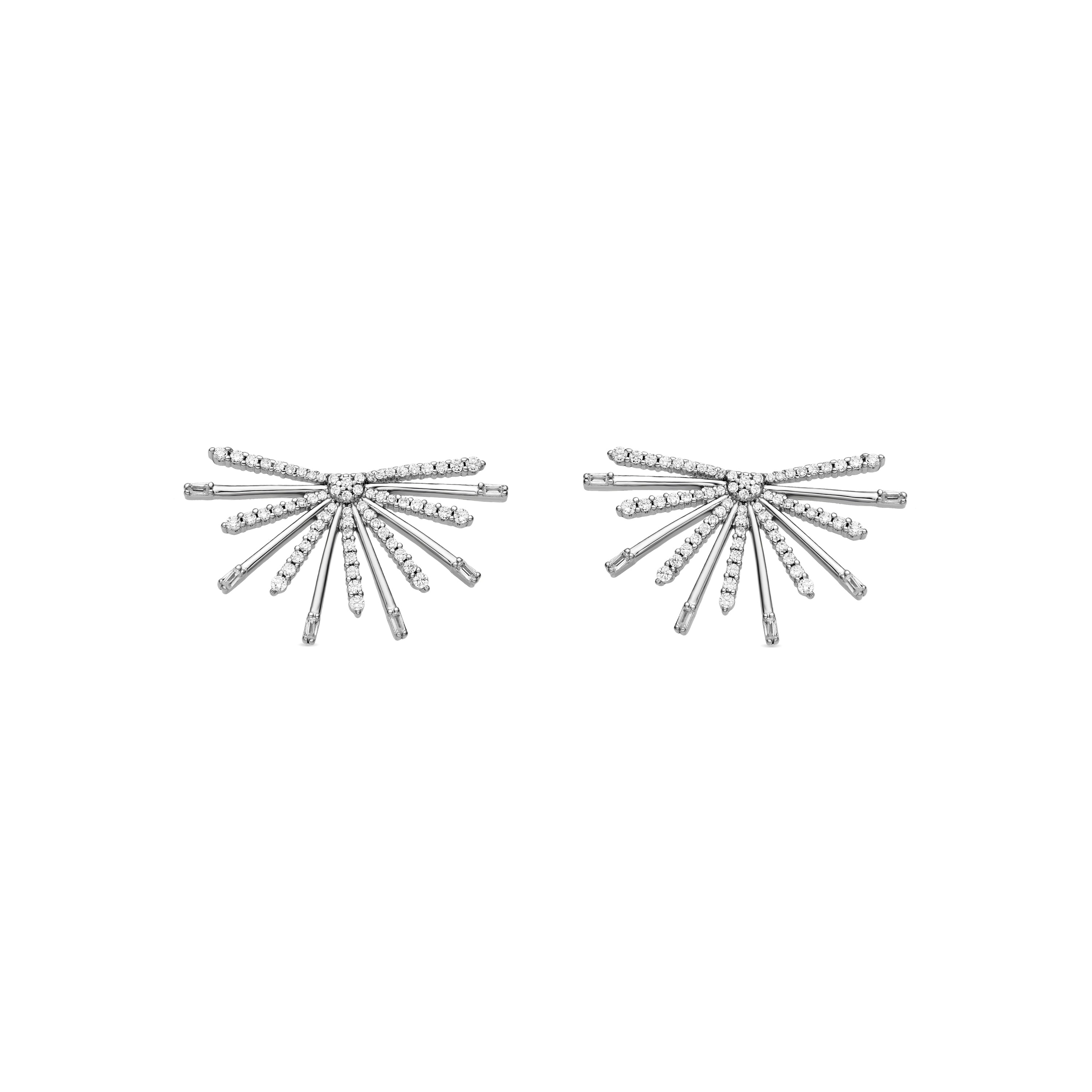 925 Sterling Silver and Brilliant Zirconia Earrings, Rhodium Finish - Amin
