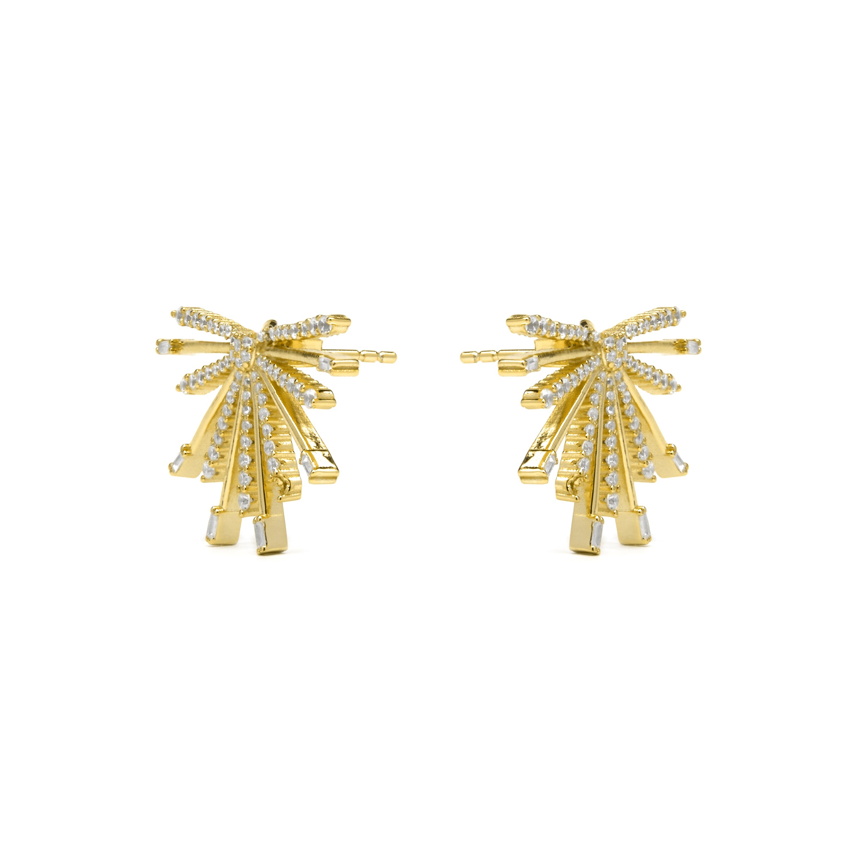 Pendientes de Plata de Ley 925 y Circonita Brillante acabado oro amarillo de 18k - Amin