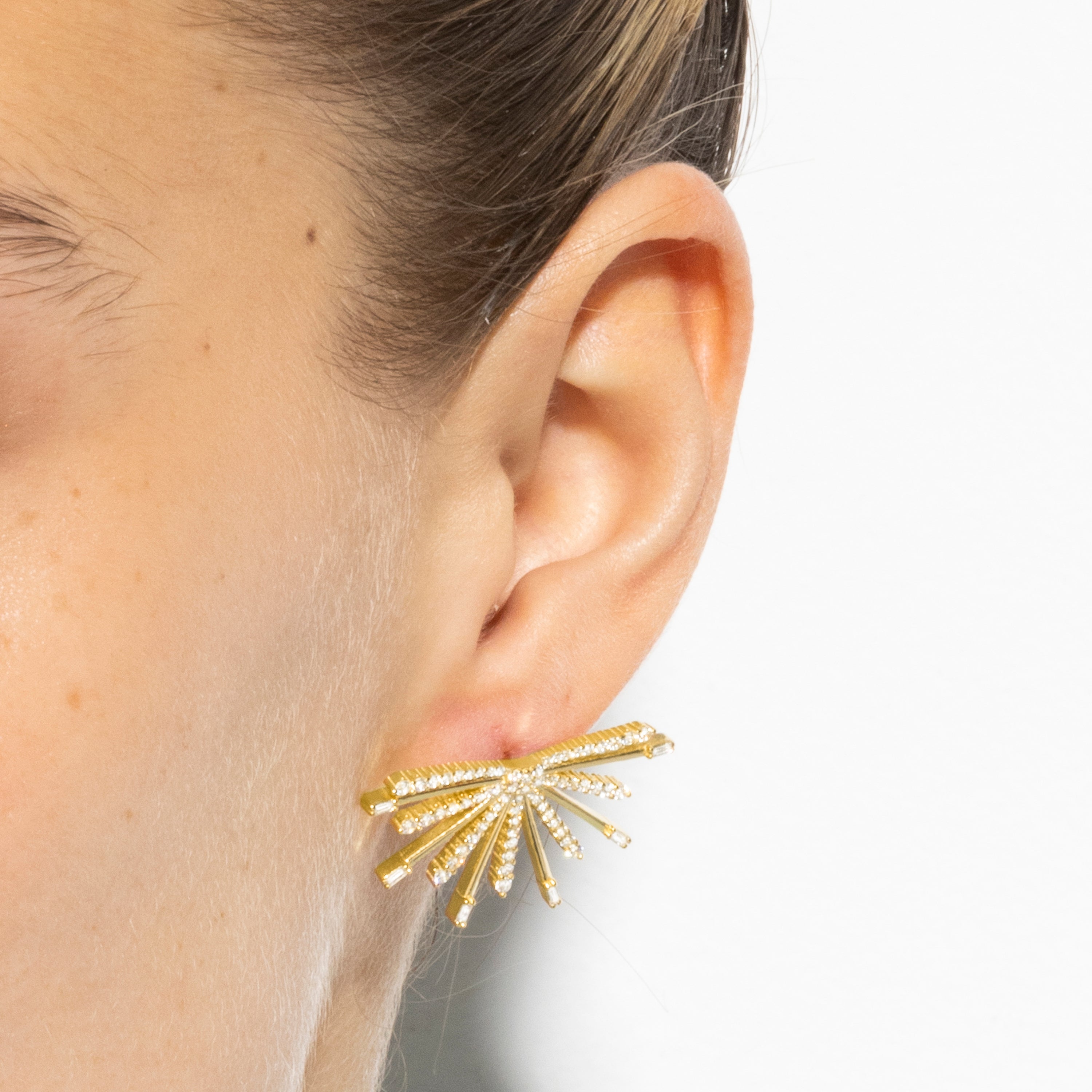 Pendientes de Plata de Ley 925 y Circonita Brillante acabado oro amarillo de 18k - Amin