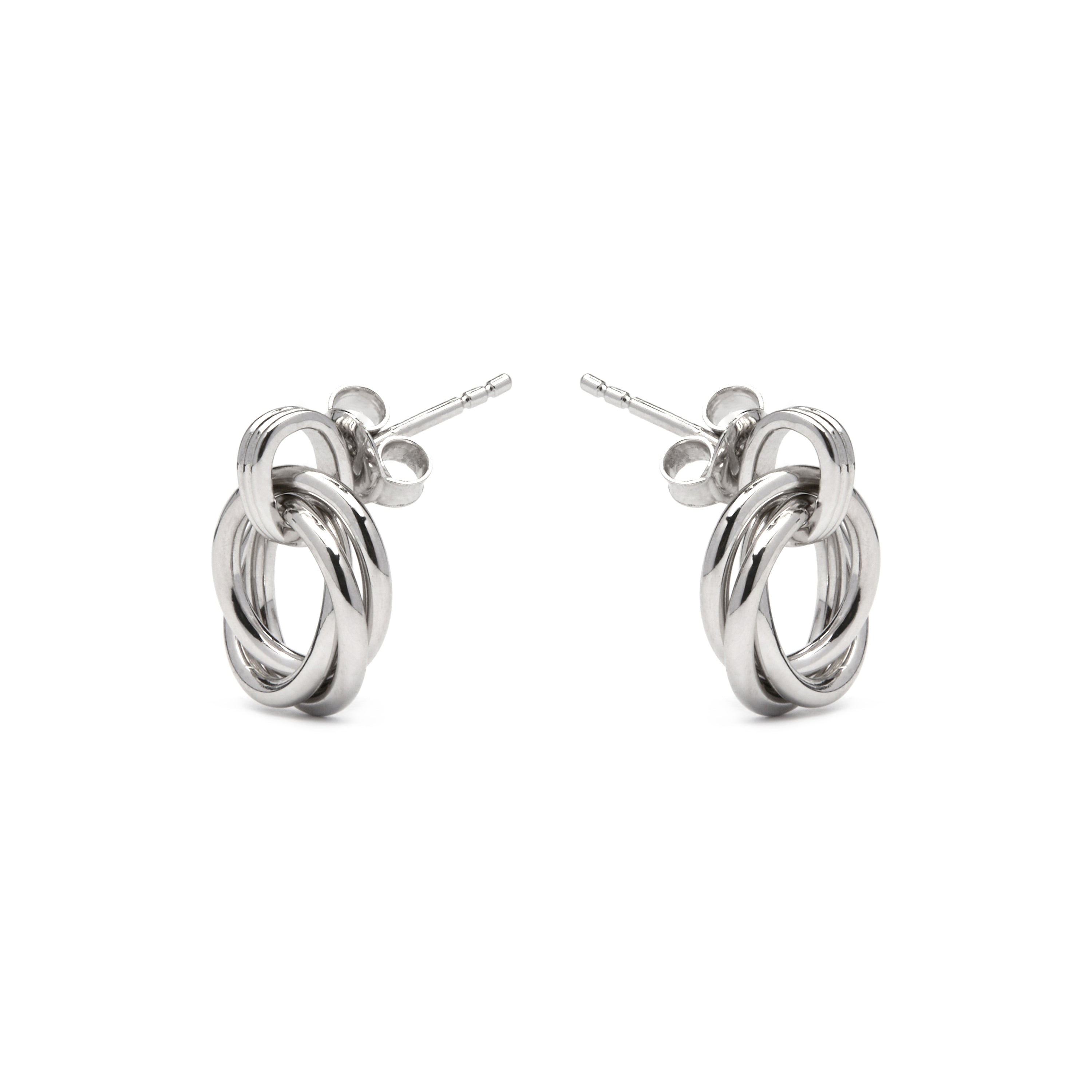 925 Sterling Silver and Brilliant Zirconia Earrings, Rhodium Finish - Imad