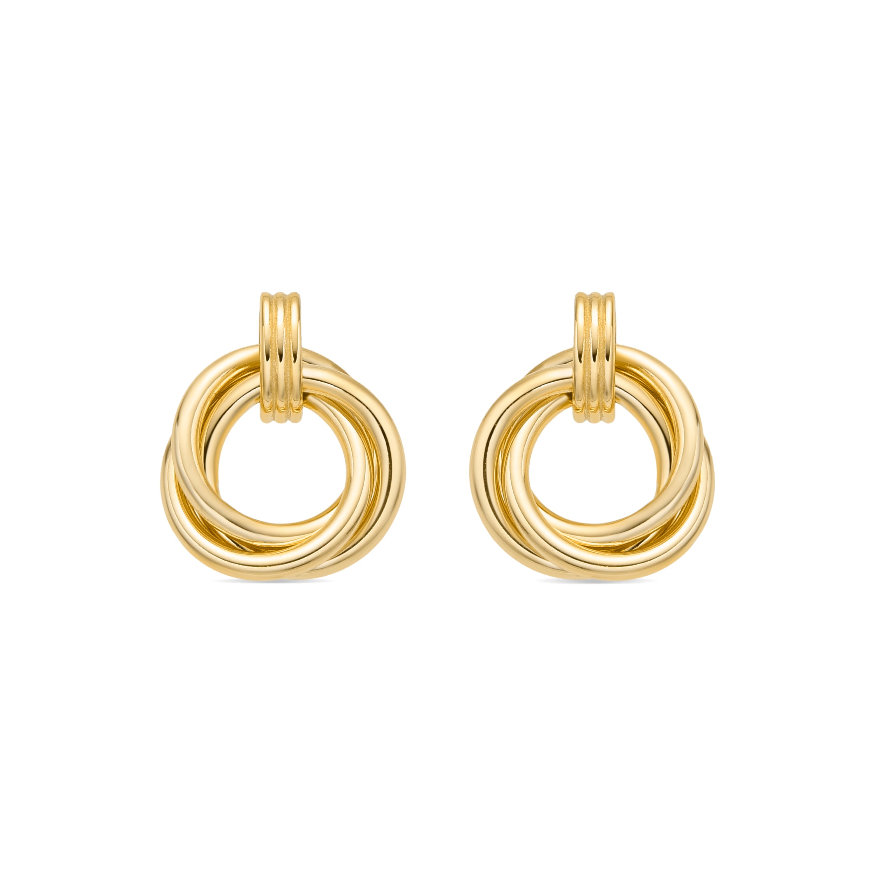 925 Sterling Silver and Brilliant Zirconia Earrings in 18k Yellow Gold Finish - Uless