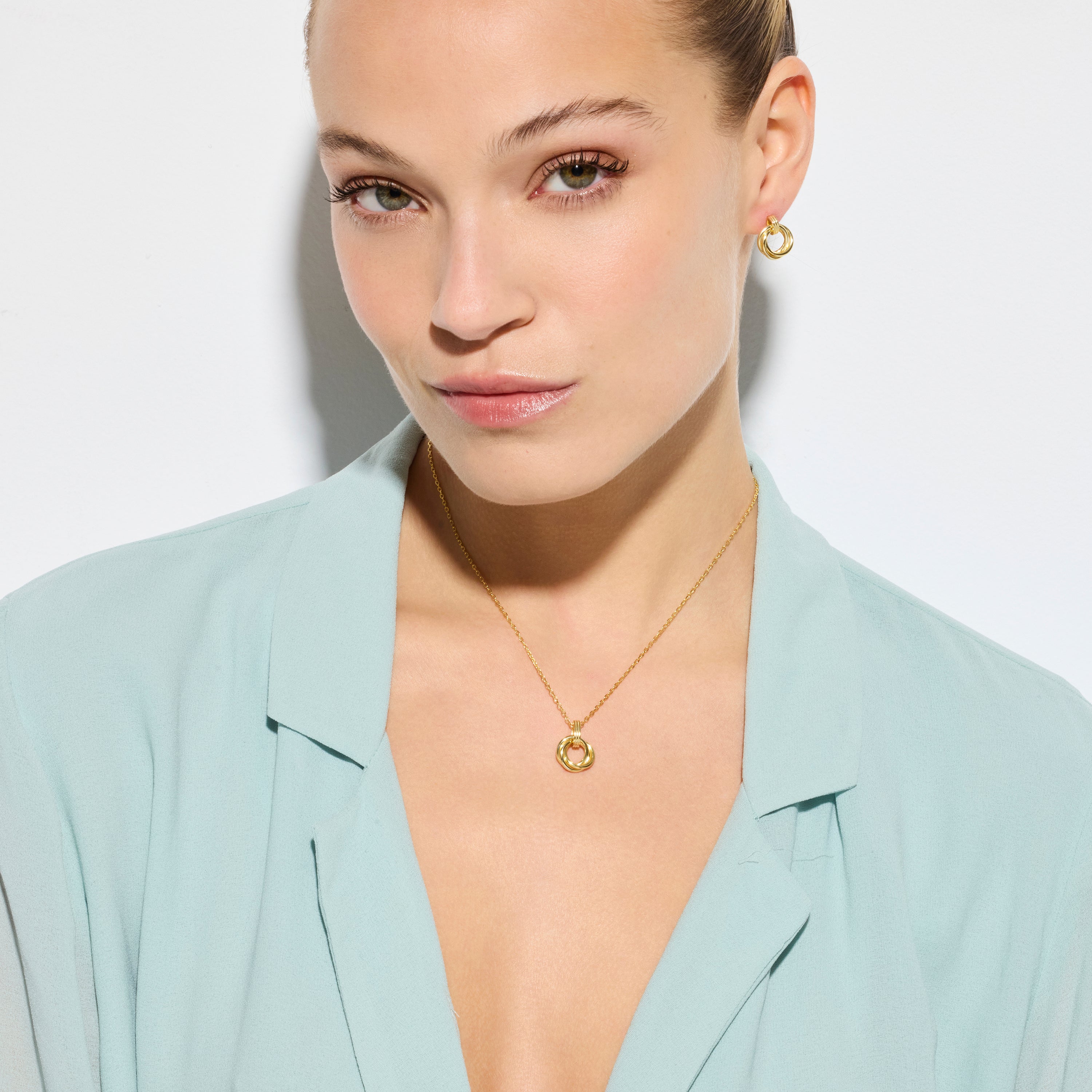 925 Sterling Silver and Brilliant Zirconia Earrings in 18k Yellow Gold Finish - Uless