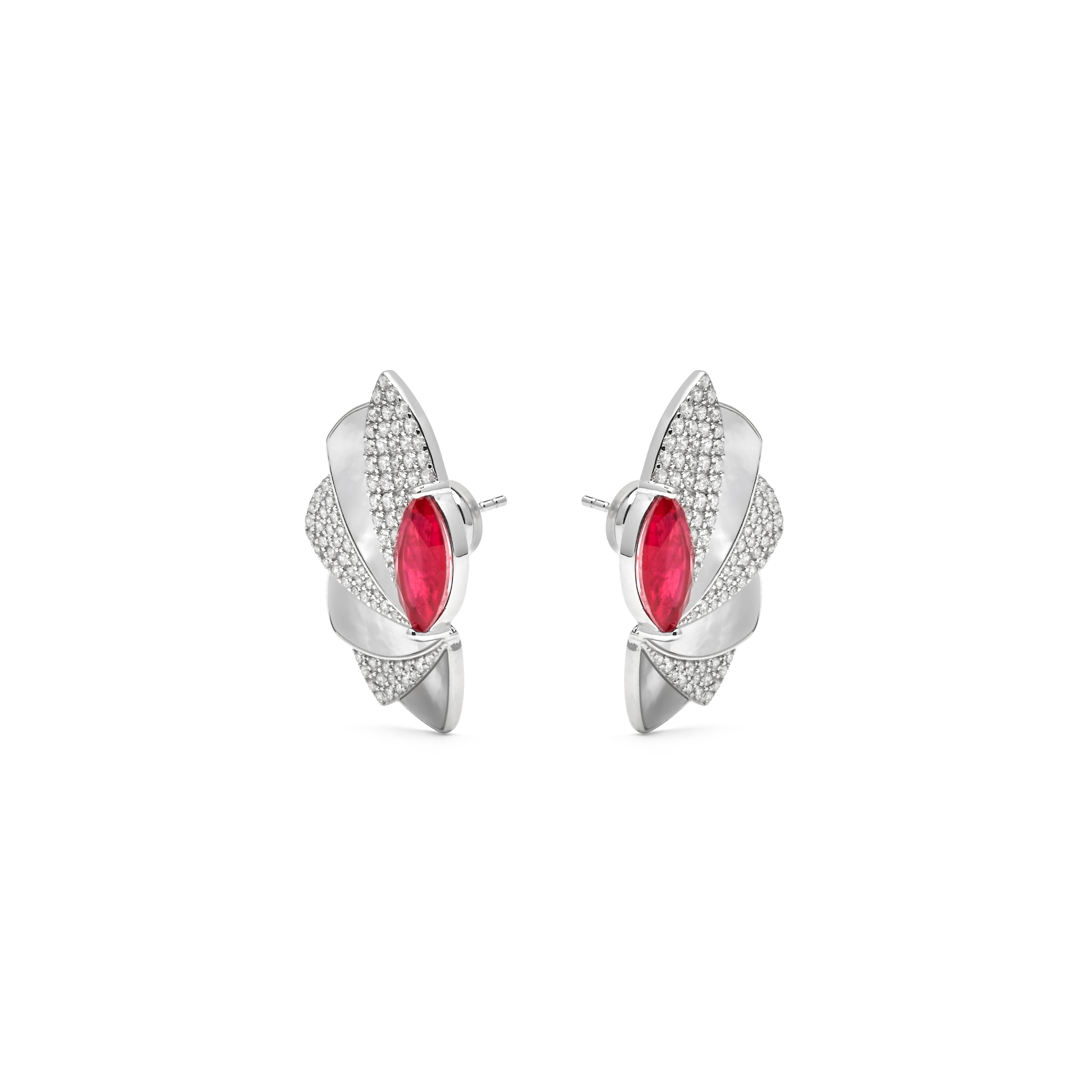 925 Sterling Silver and Cherry Hydrothermal Quartz Earrings with Rhodium Finish - Dyane