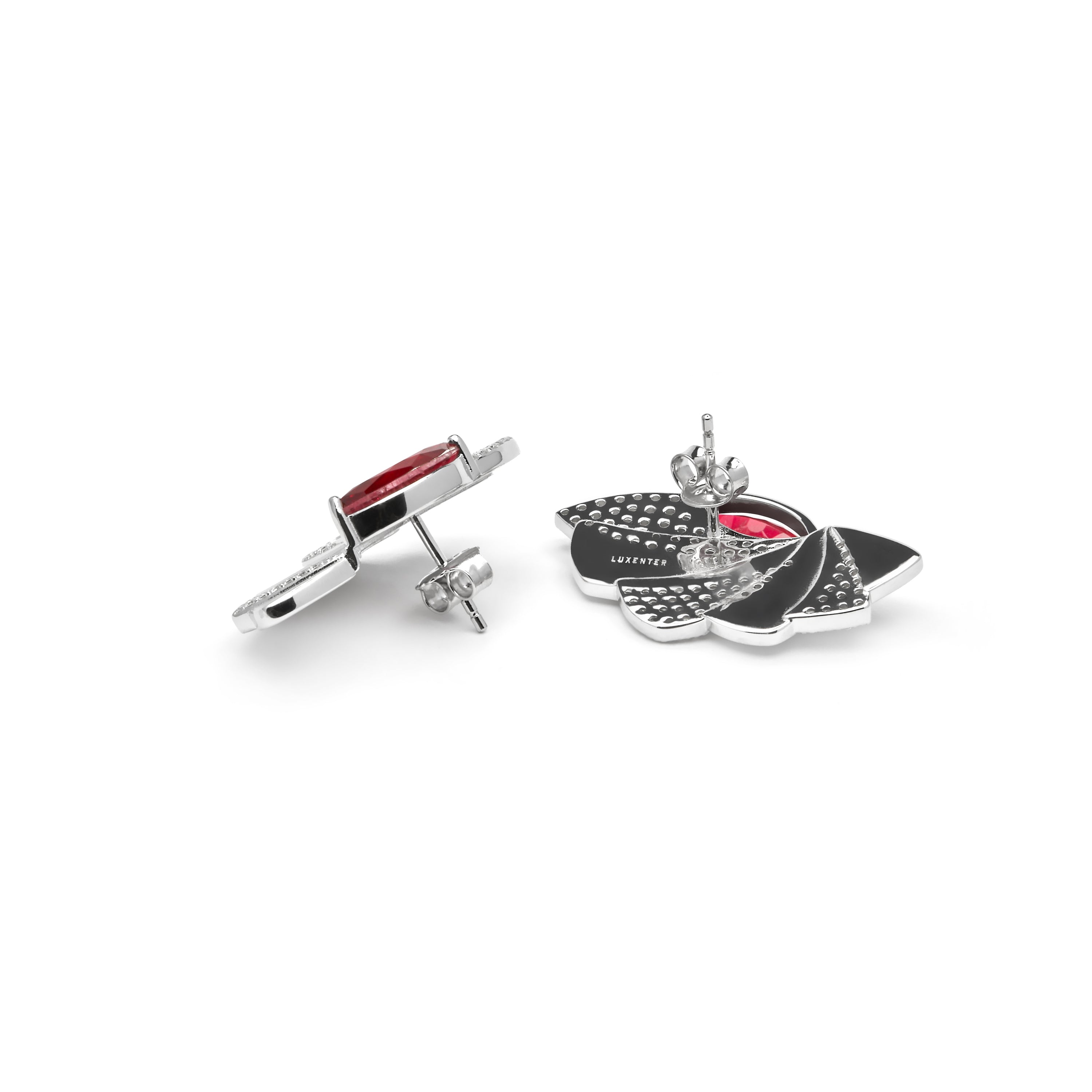 925 Sterling Silver and Cherry Hydrothermal Quartz Earrings with Rhodium Finish - Dyane