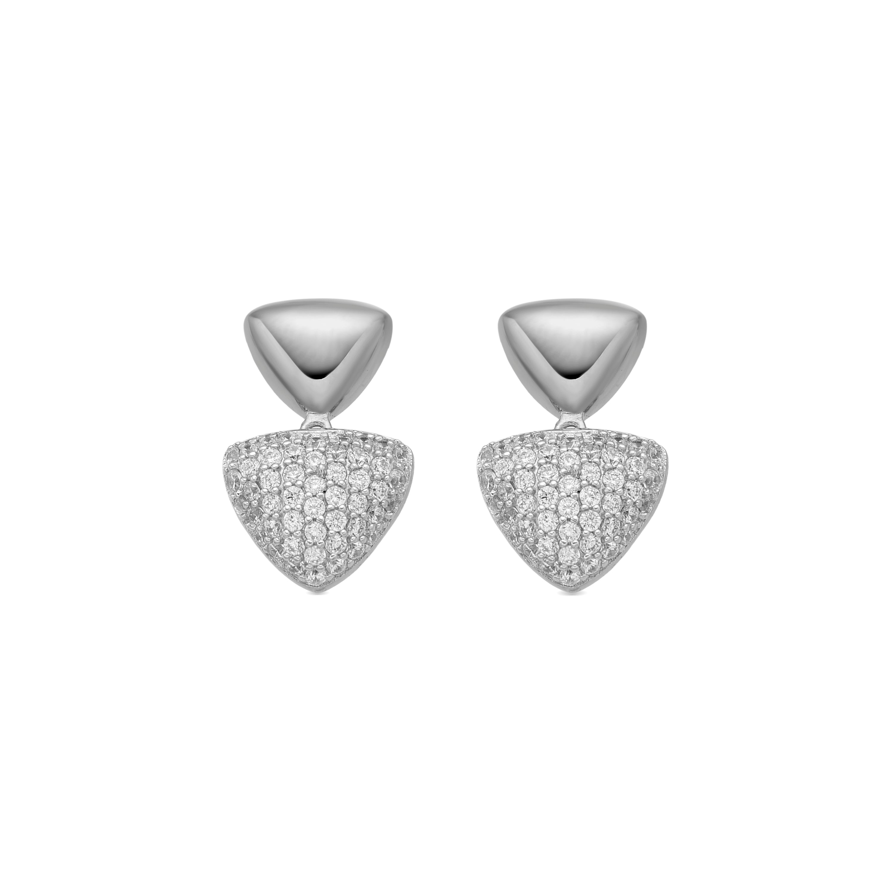 925 Sterling Silver and Brilliant Zirconia Earrings, Rhodium Finish - Haju