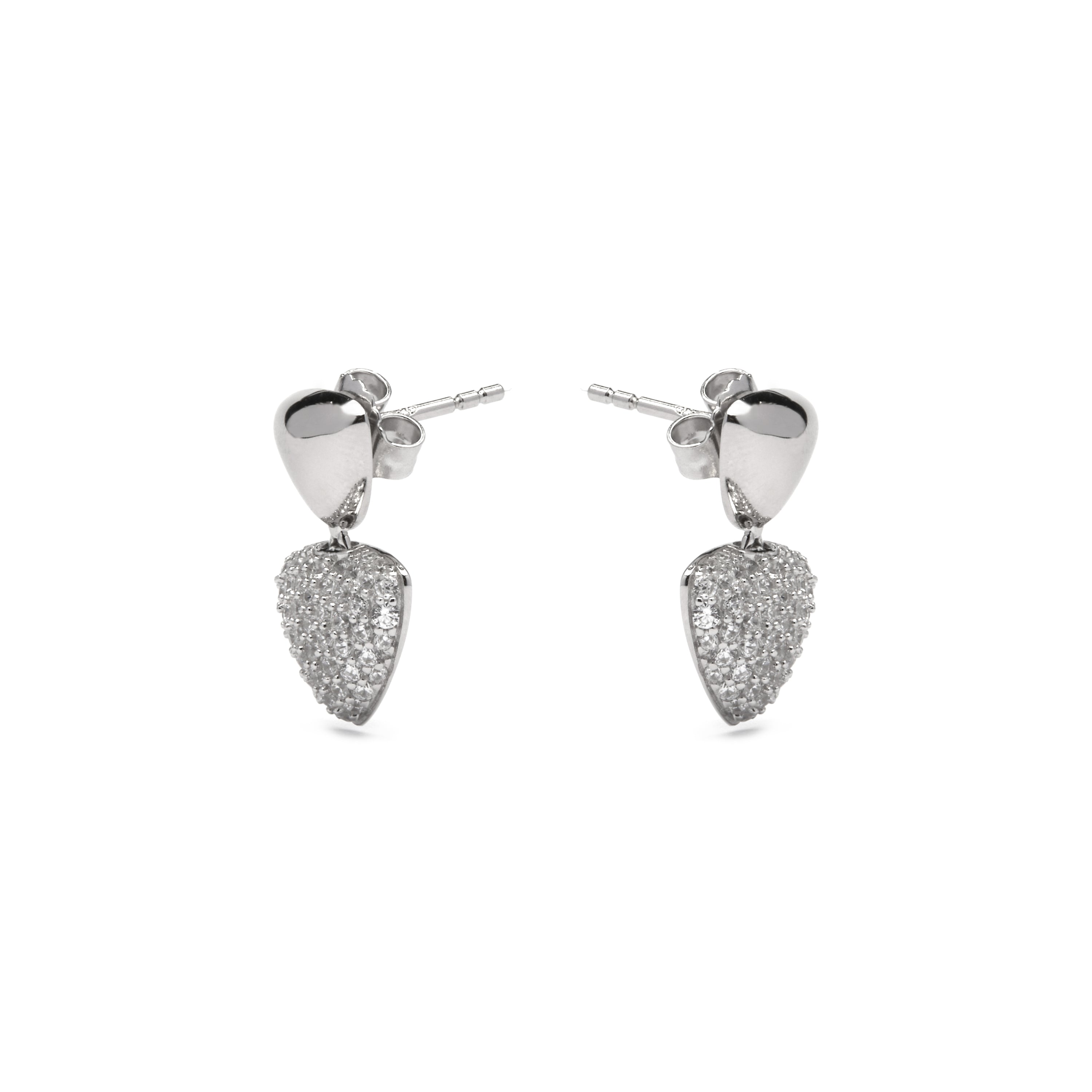 925 Sterling Silver and Brilliant Zirconia Earrings, Rhodium Finish - Haju