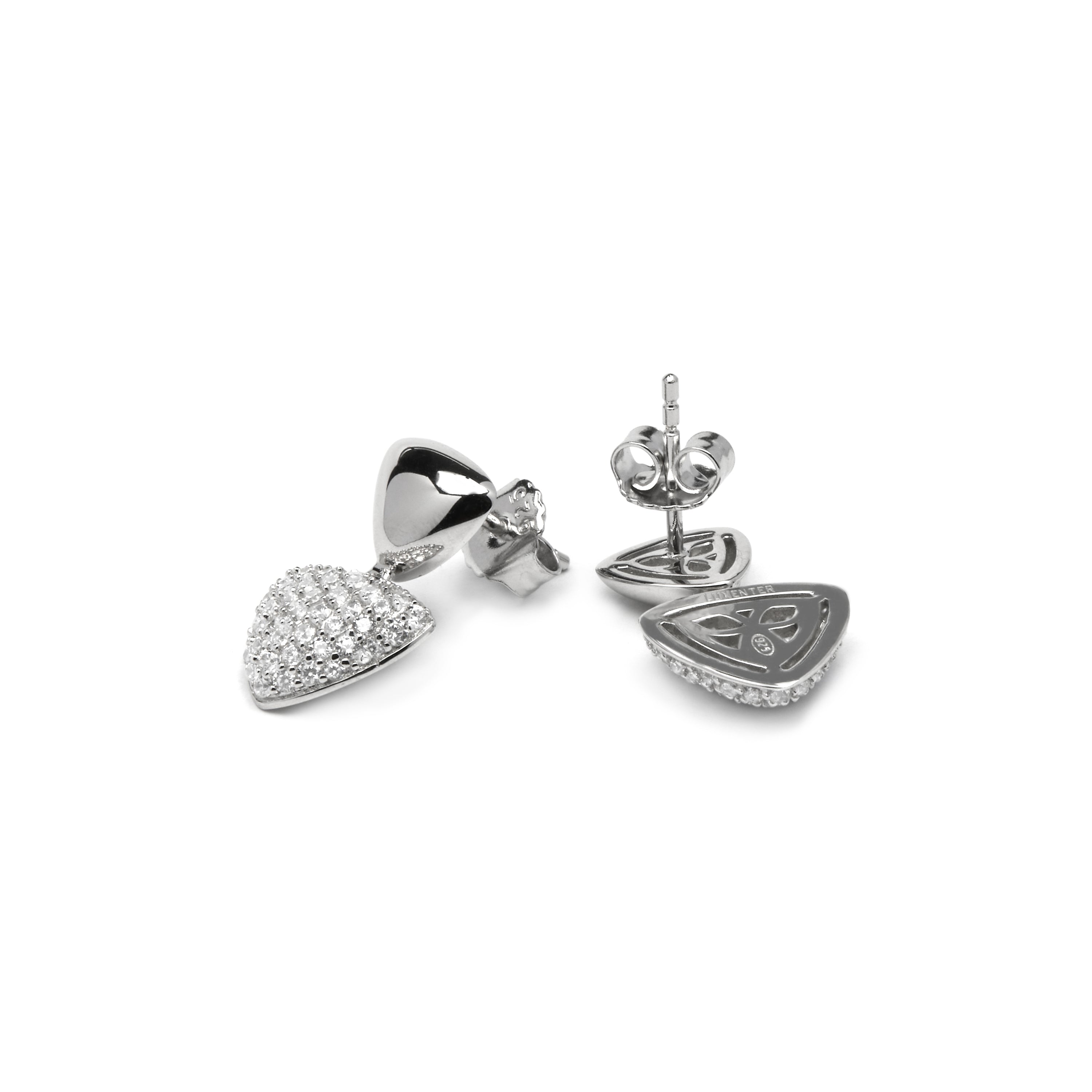 925 Sterling Silver and Brilliant Zirconia Earrings, Rhodium Finish - Haju