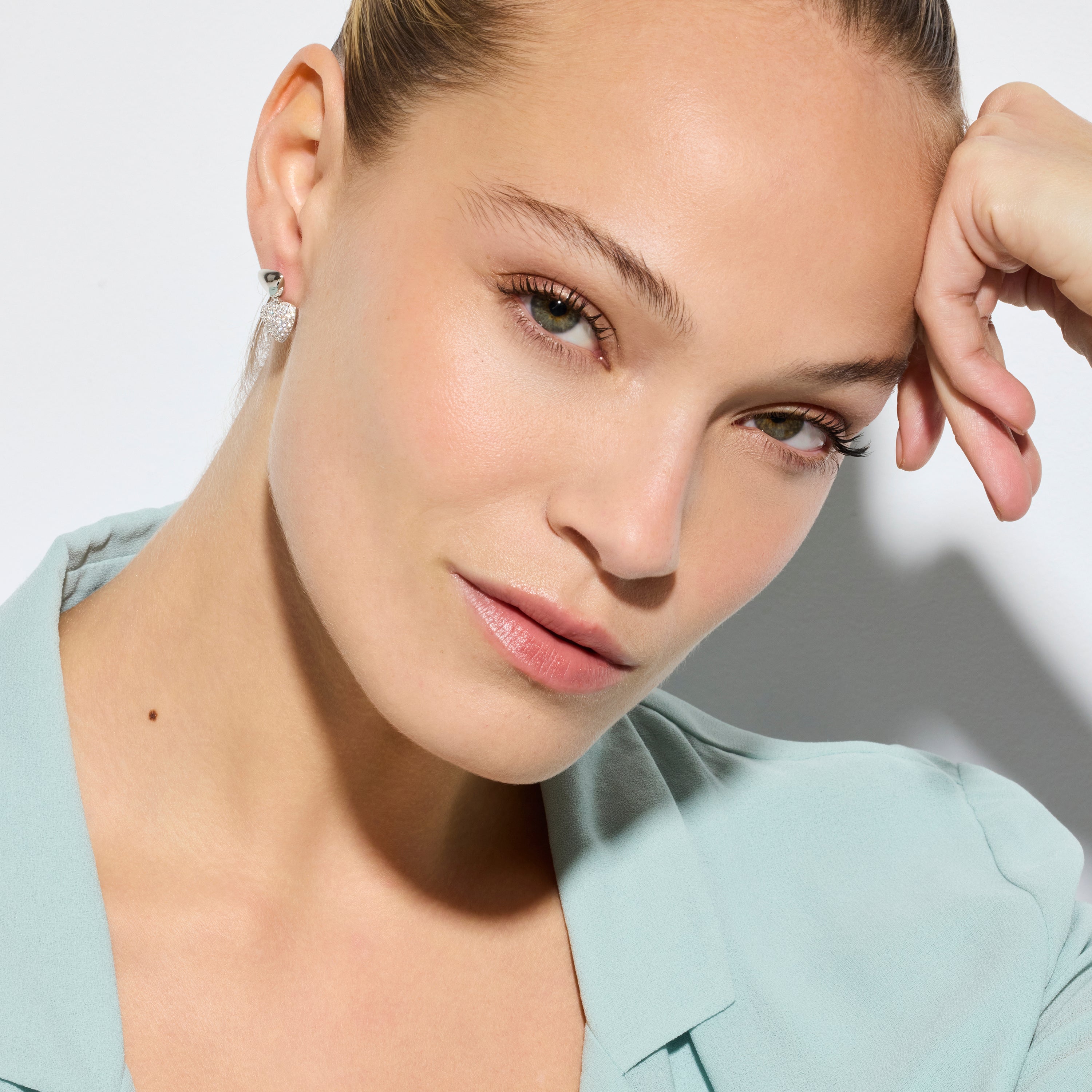 925 Sterling Silver and Brilliant Zirconia Earrings, Rhodium Finish - Haju