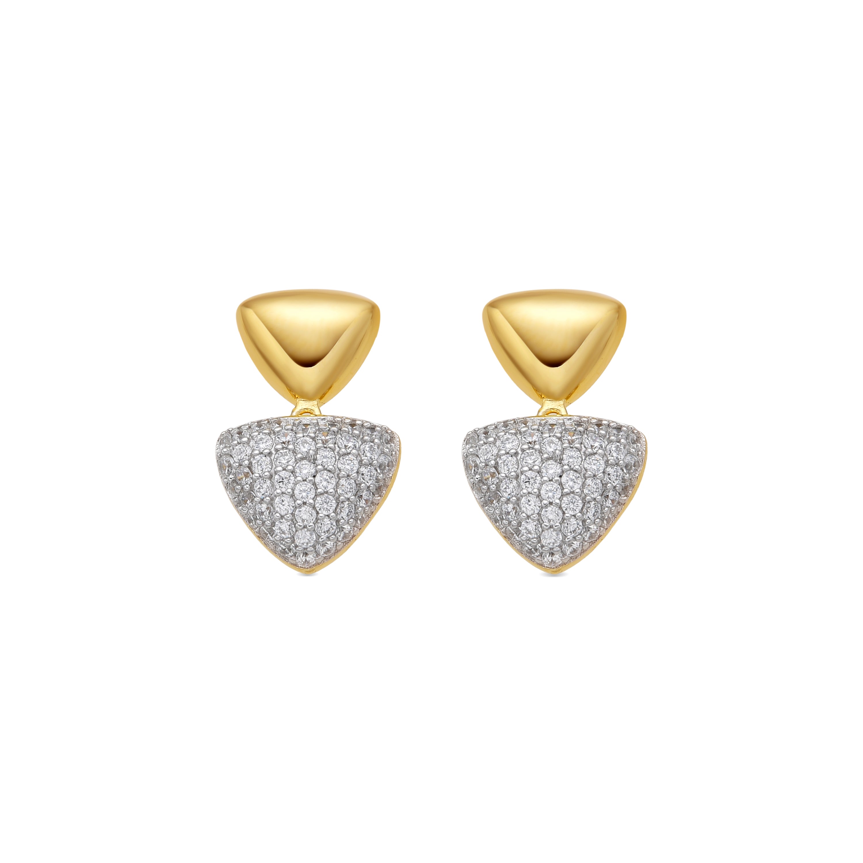 925 Sterling Silver and Brilliant Zirconia Earrings in 18k Yellow Gold Finish - Haju