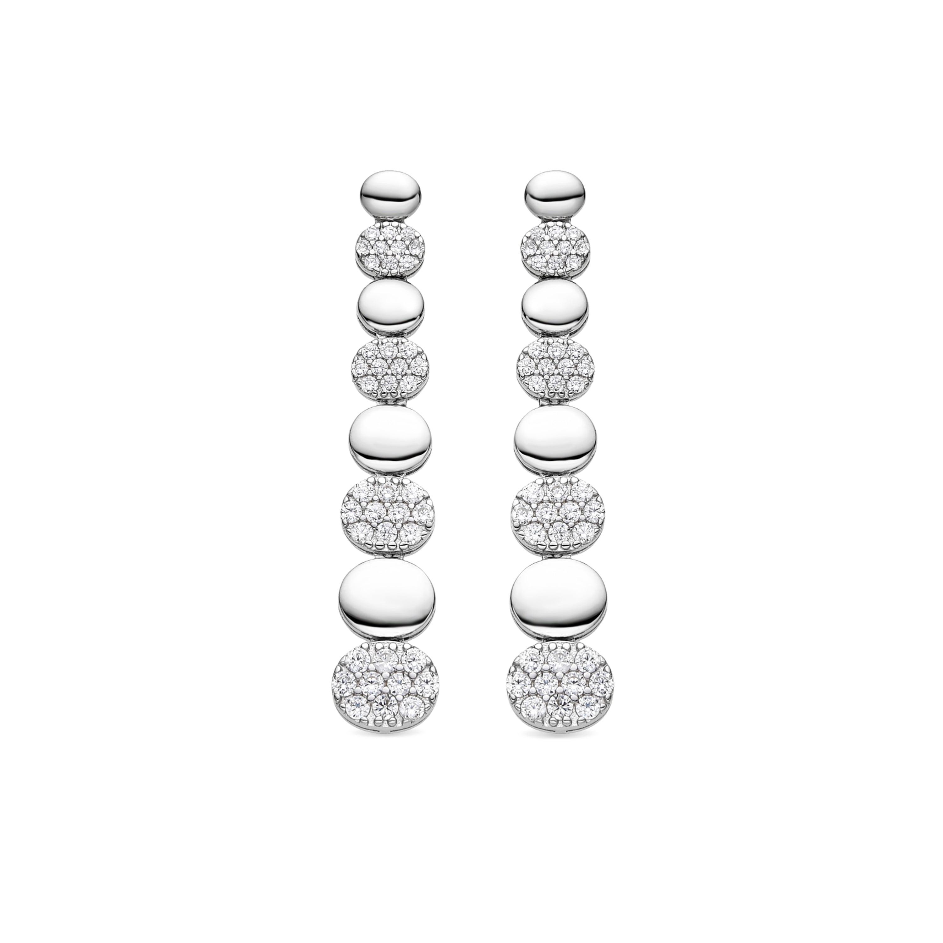 925 Sterling Silver and Brilliant Zirconia Earrings with Rhodium Finish - Cueko