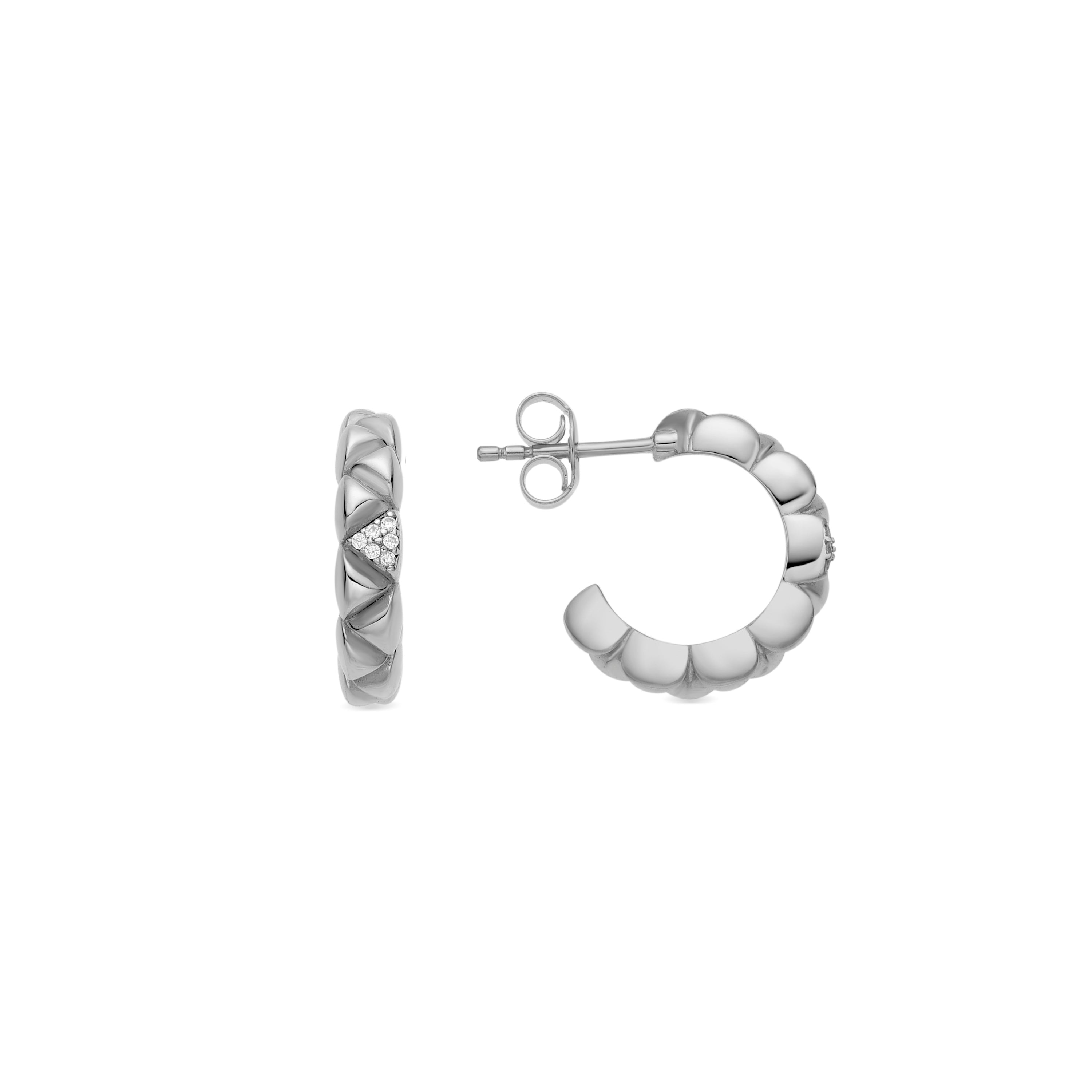 925 Sterling Silver and Brilliant Zirconia Earrings, Rhodium Finish - Imwa
