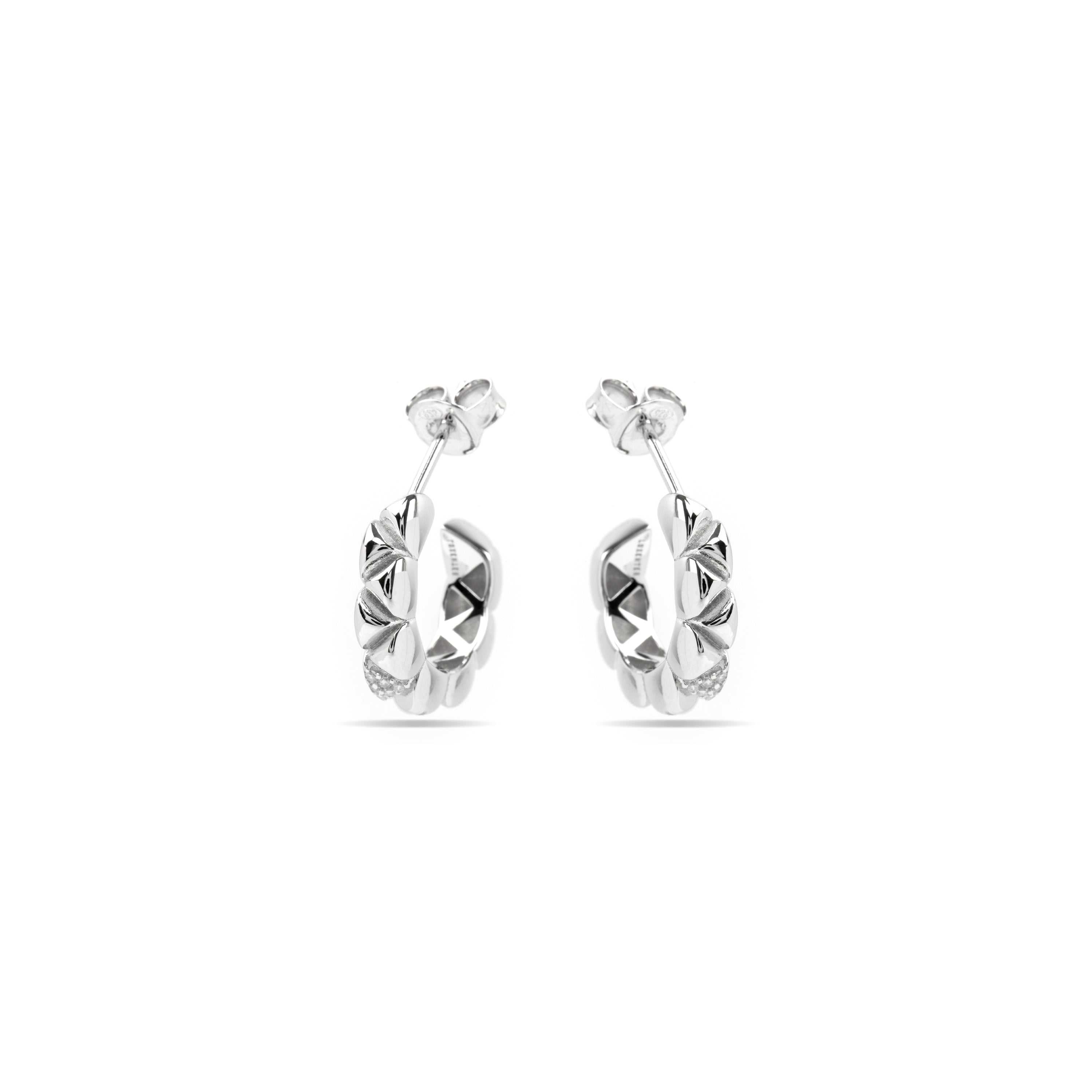 925 Sterling Silver and Brilliant Zirconia Earrings, Rhodium Finish - Imwa