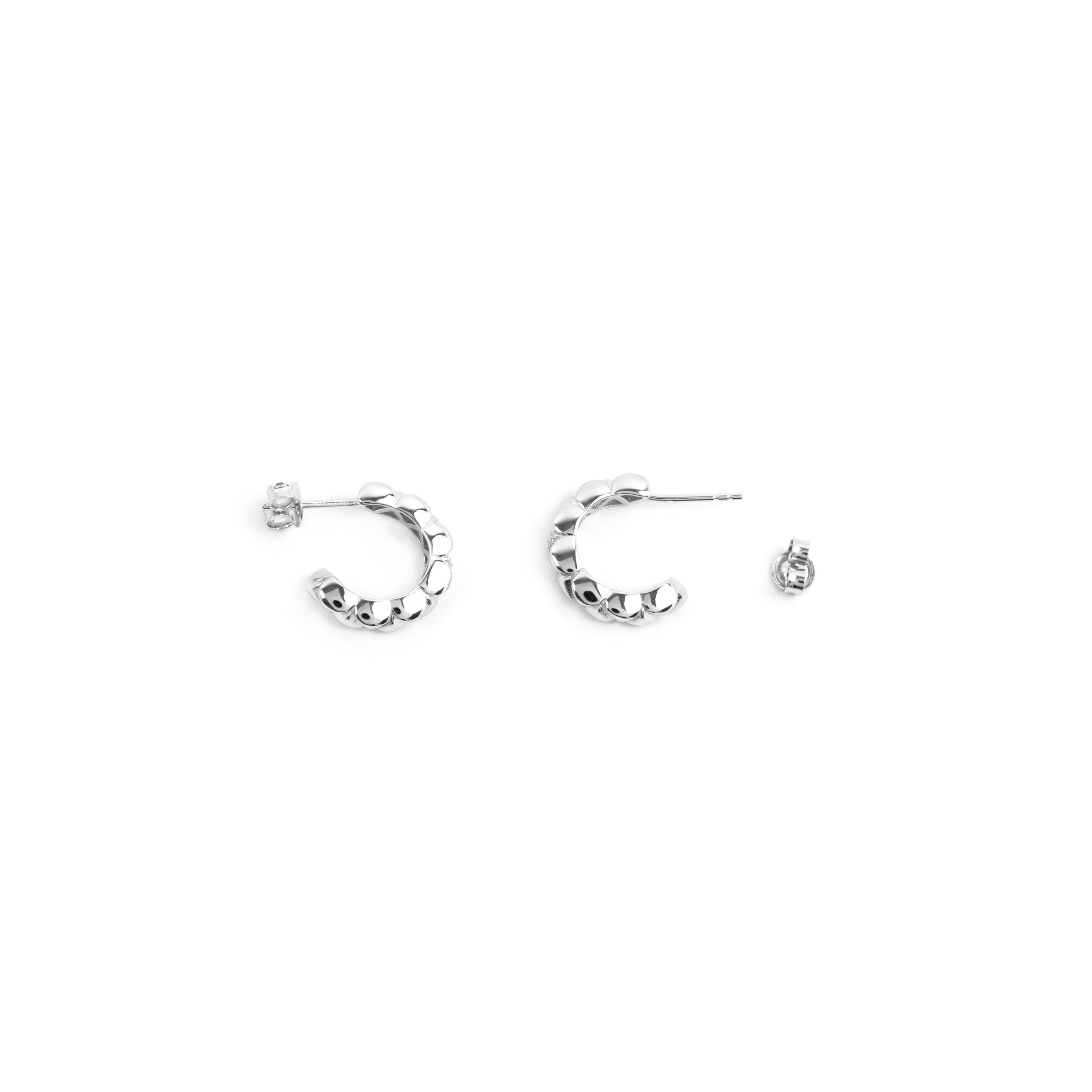925 Sterling Silver and Brilliant Zirconia Earrings, Rhodium Finish - Imwa