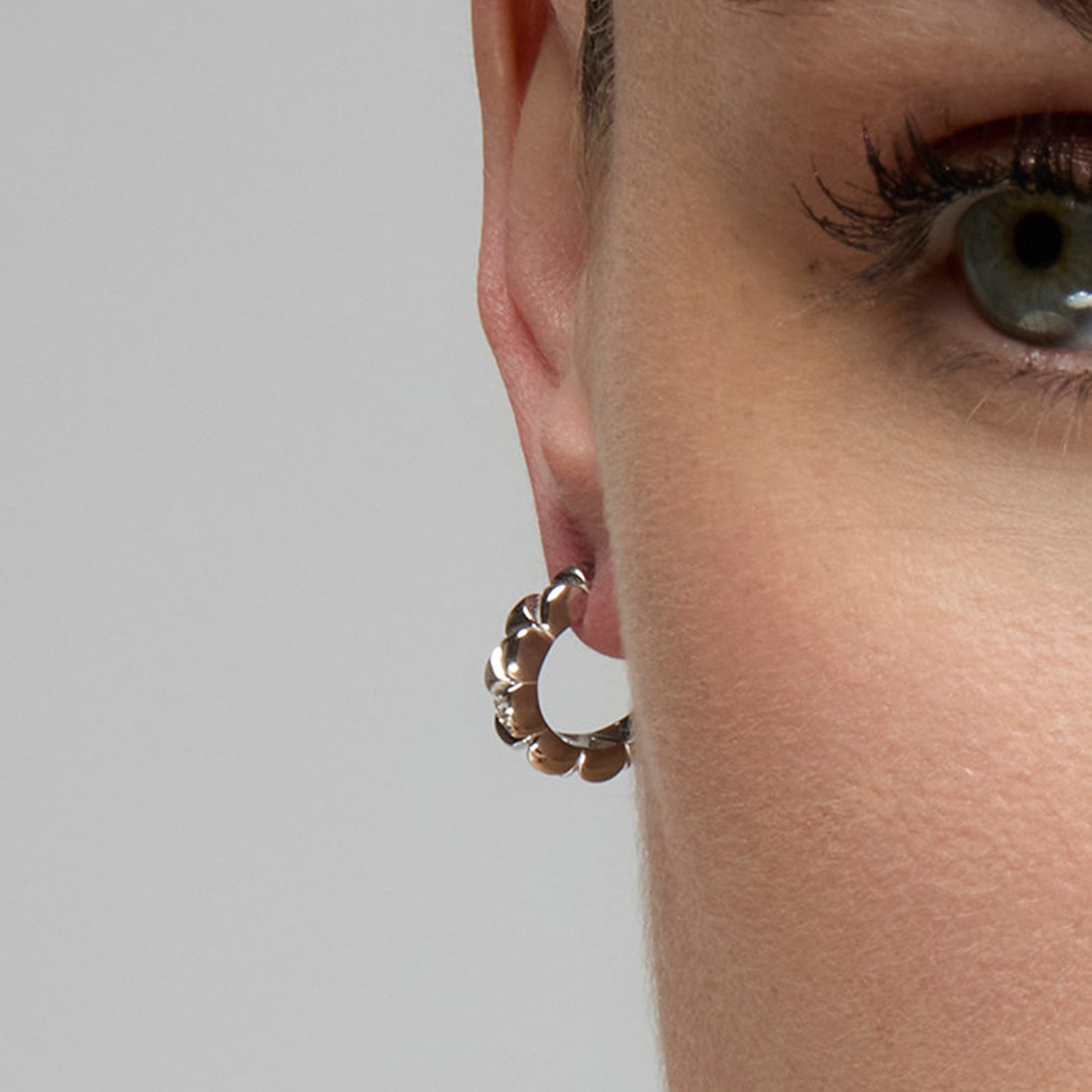 925 Sterling Silver and Brilliant Zirconia Earrings, Rhodium Finish - Imwa