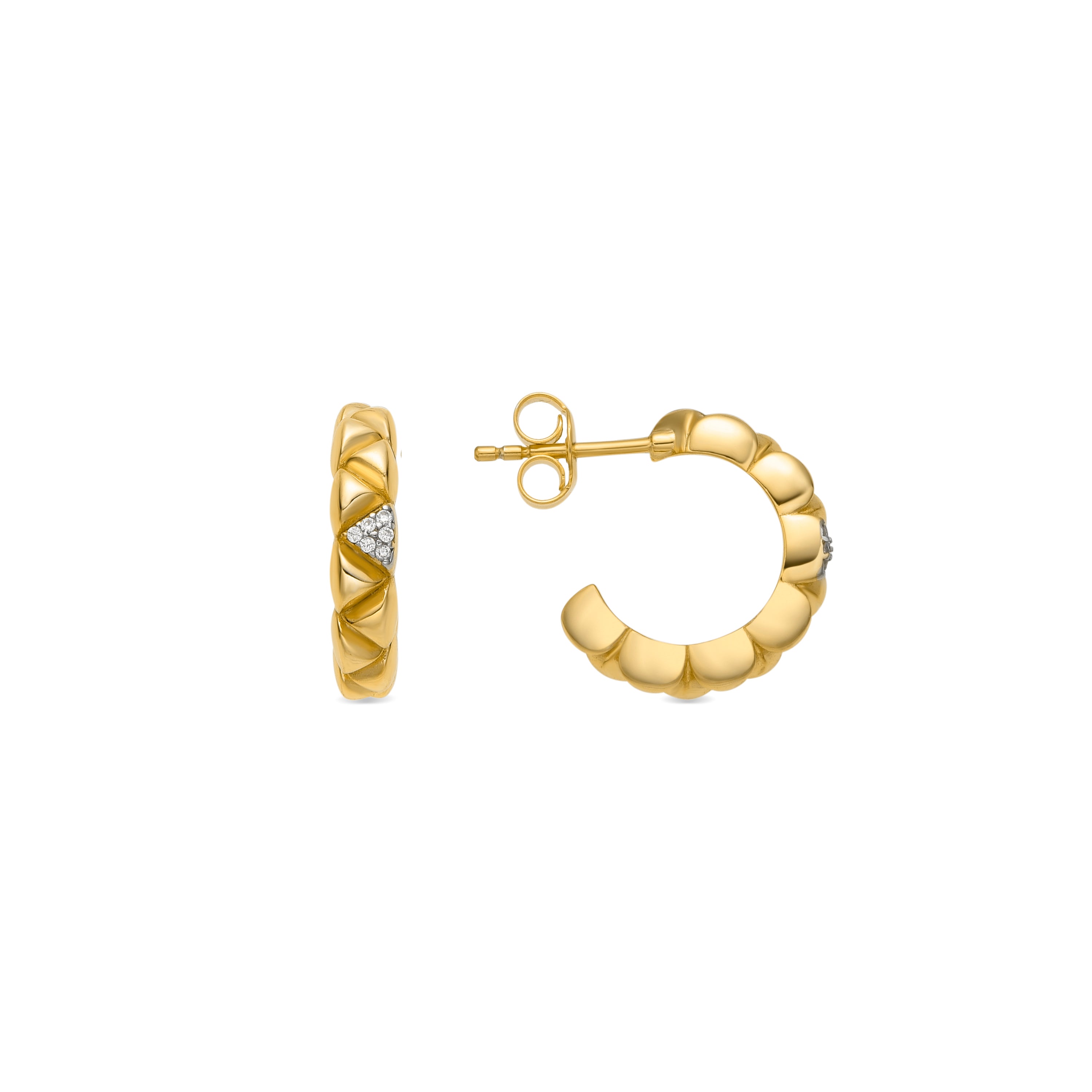 925 Sterling Silver and Brilliant Zirconia Earrings in 18k Yellow Gold Finish - Imwa