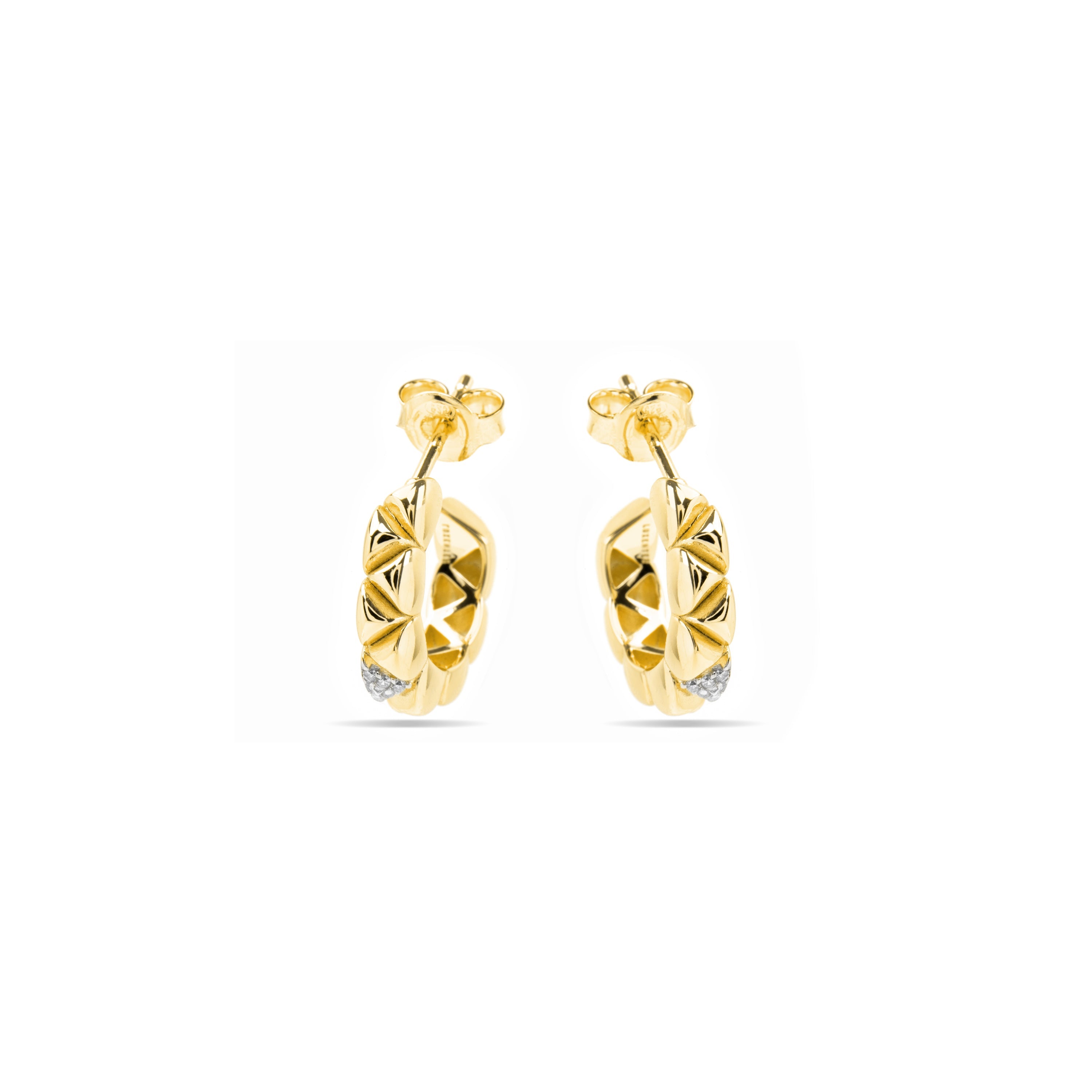 925 Sterling Silver and Brilliant Zirconia Earrings in 18k Yellow Gold Finish - Imwa