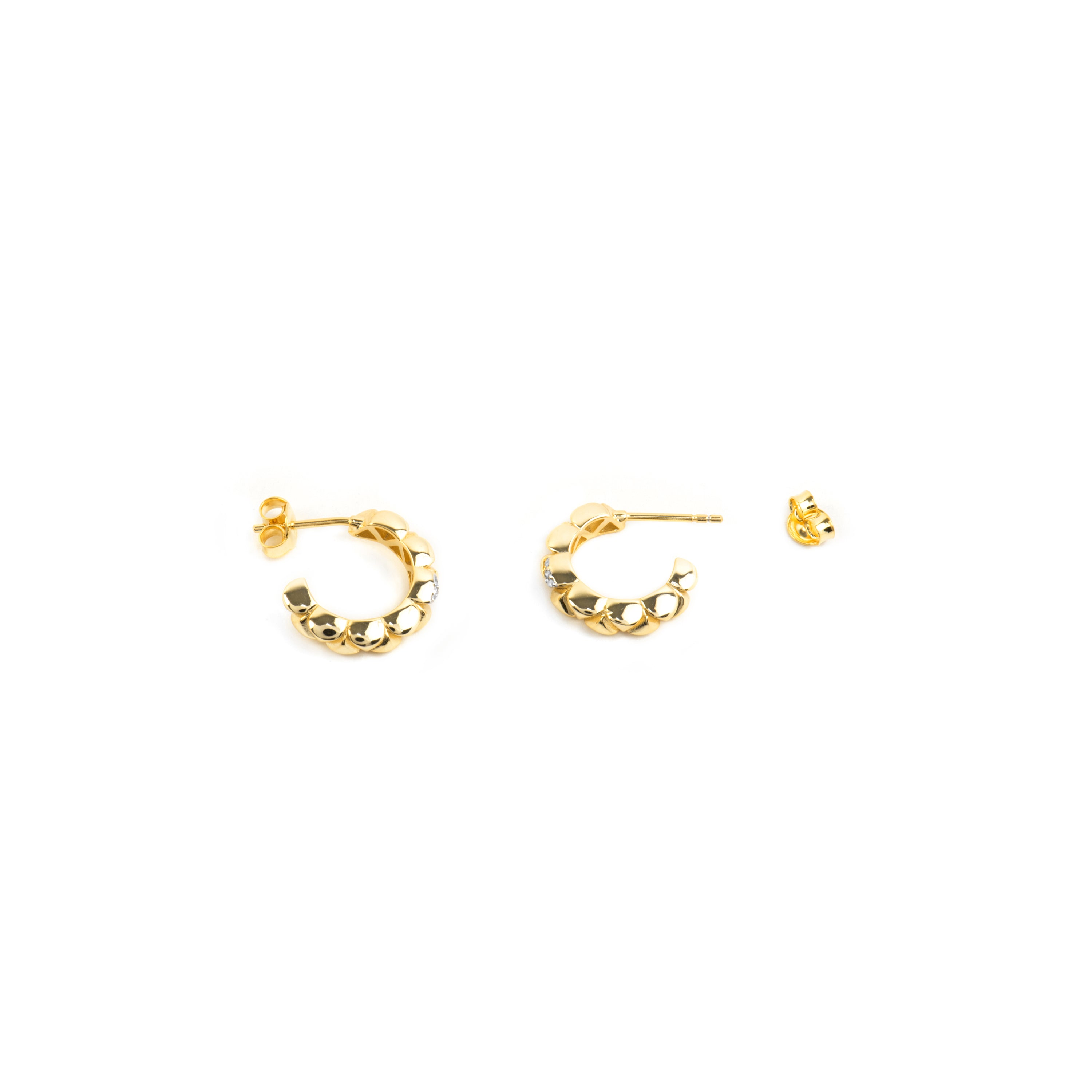 925 Sterling Silver and Brilliant Zirconia Earrings in 18k Yellow Gold Finish - Imwa