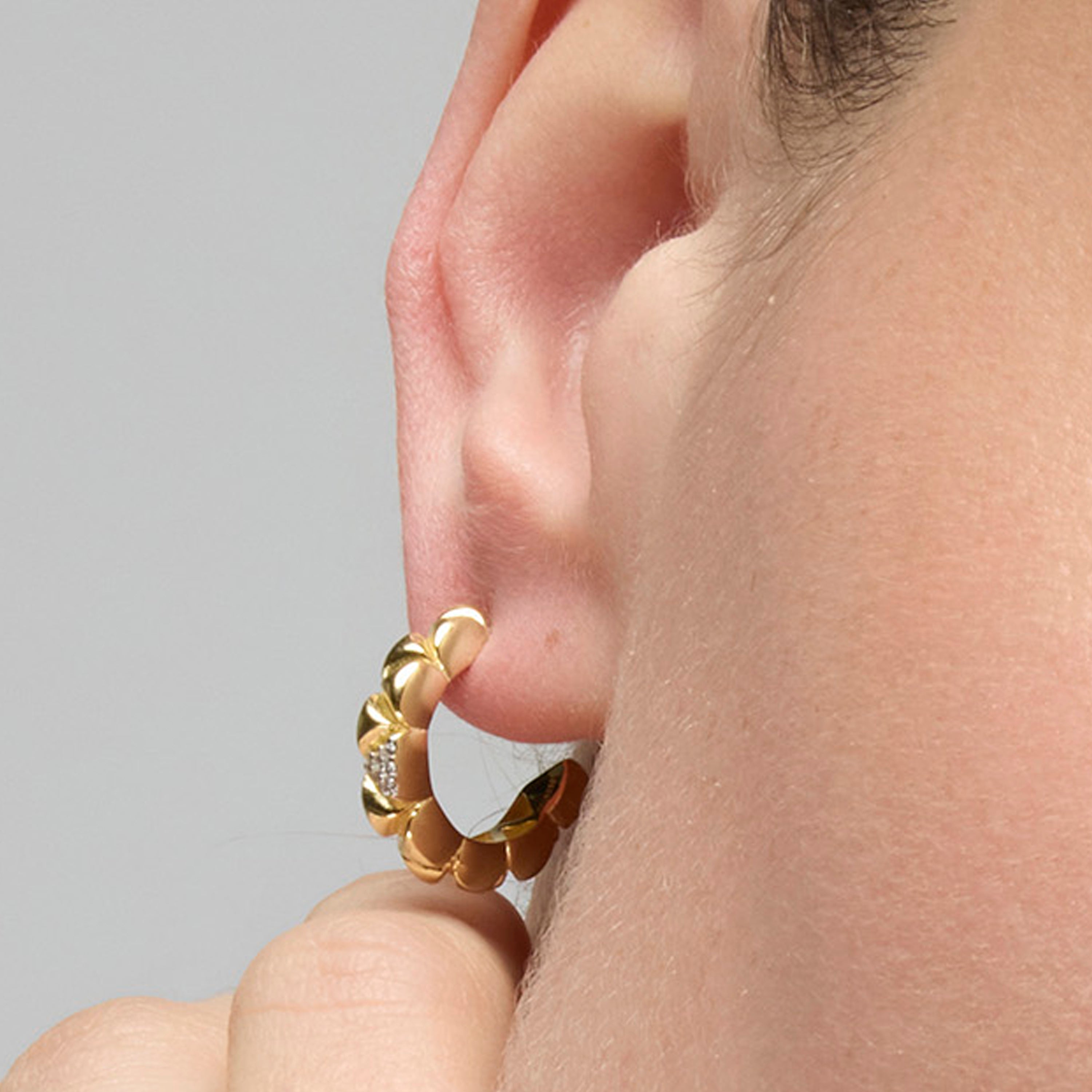 925 Sterling Silver and Brilliant Zirconia Earrings in 18k Yellow Gold Finish - Imwa